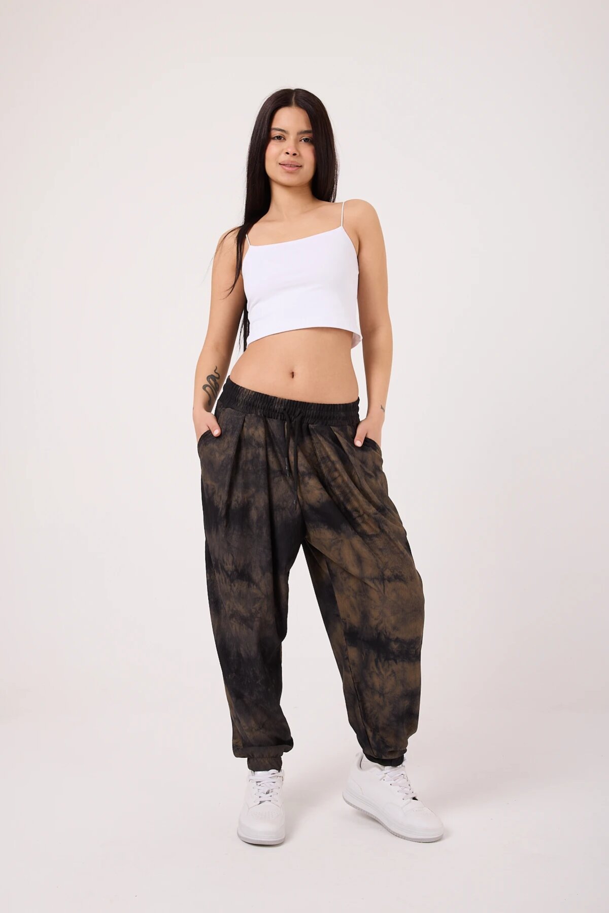 Street Style Sporty Harem Pants - Brown - MEXICO SUPERBLUE