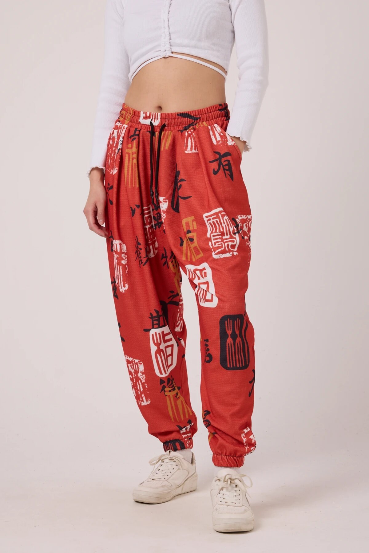 Sporty Printed Shalwar Pants - Red - MEXICO SUPERBLUE