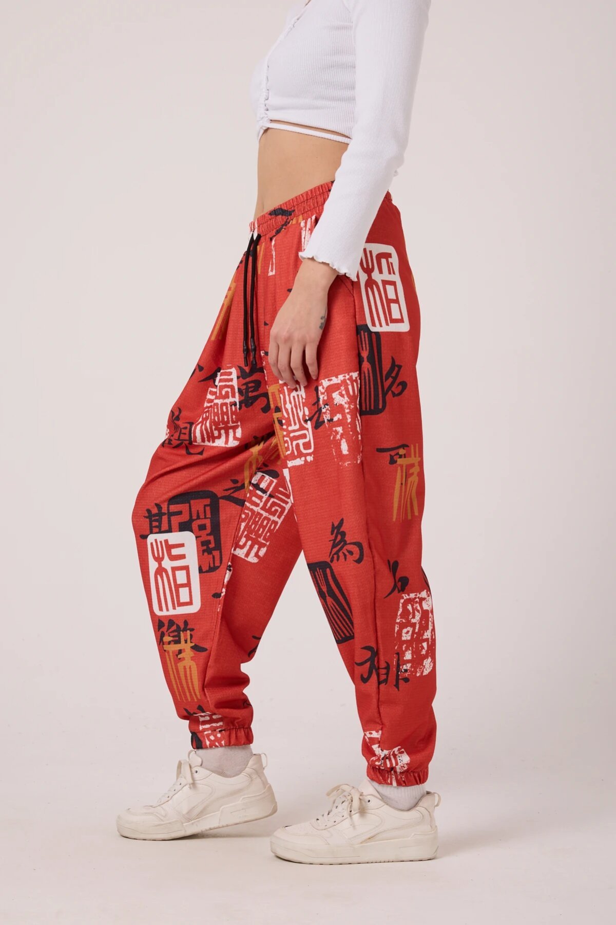 Sporty Printed Shalwar Pants - Red - MEXICO SUPERBLUE