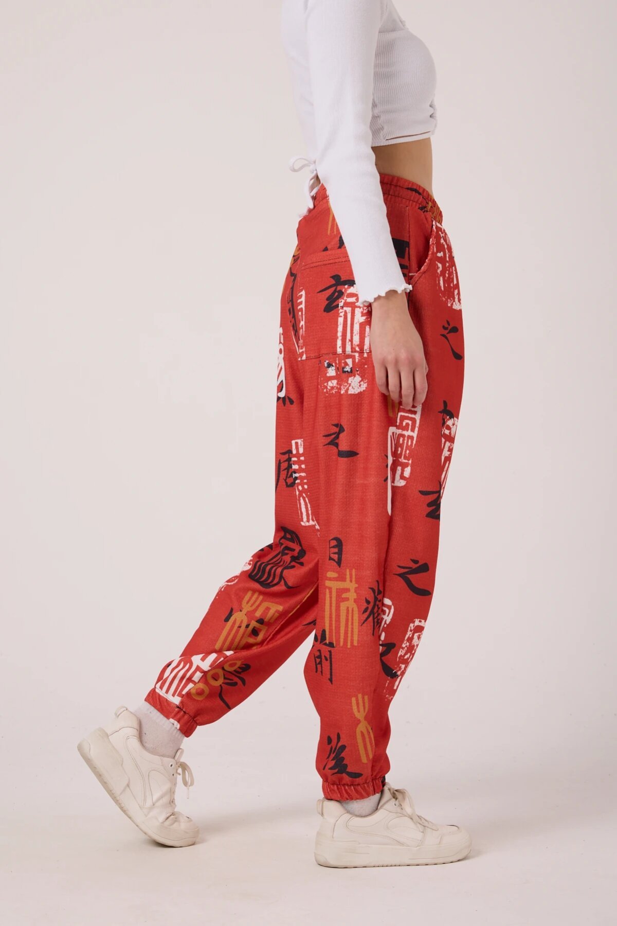 Sporty Printed Shalwar Pants - Red - MEXICO SUPERBLUE