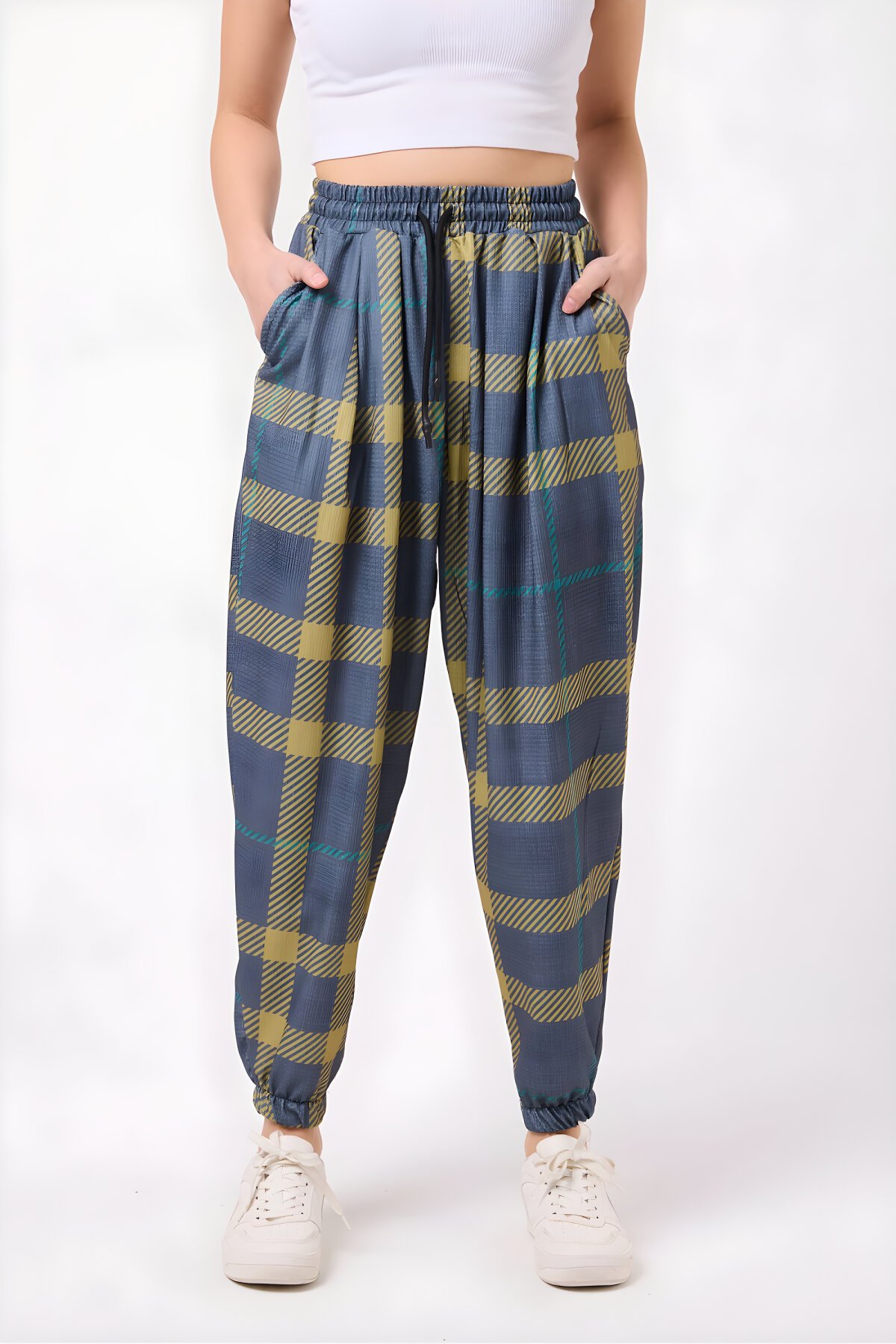 بنطلون ش روال رياضي كحلي مطبوع قماش مجعد - MEXICO SUPERBLUE