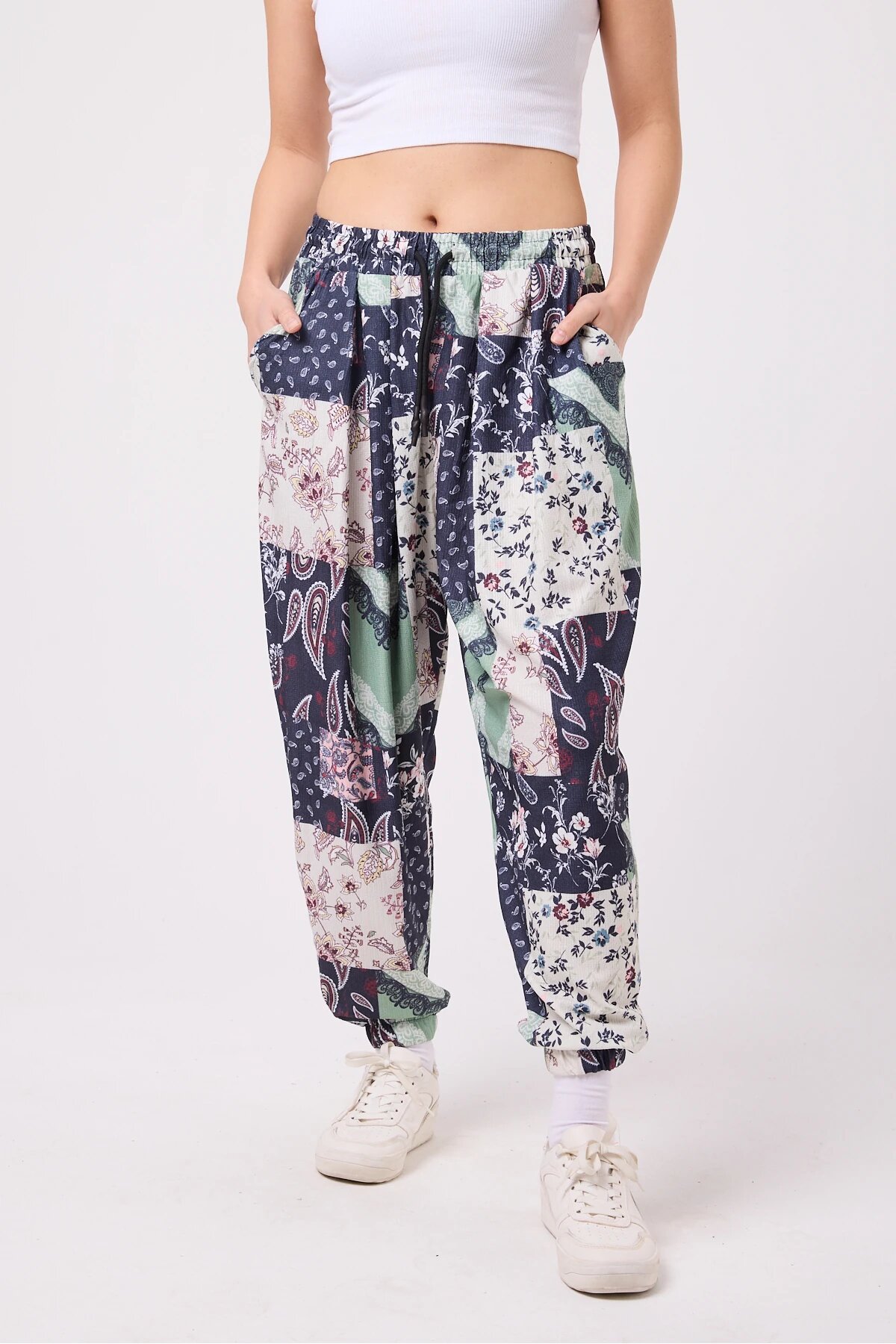 Sporty Shalwar Printed Pants - Navy Blue - MEXICO SUPERBLUE