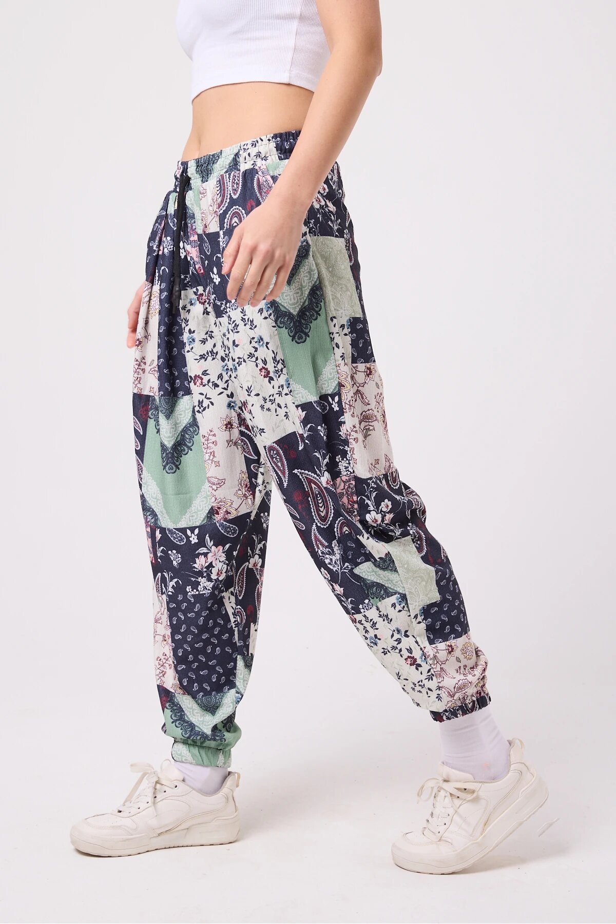 Sporty Shalwar Printed Pants - Navy Blue - MEXICO SUPERBLUE