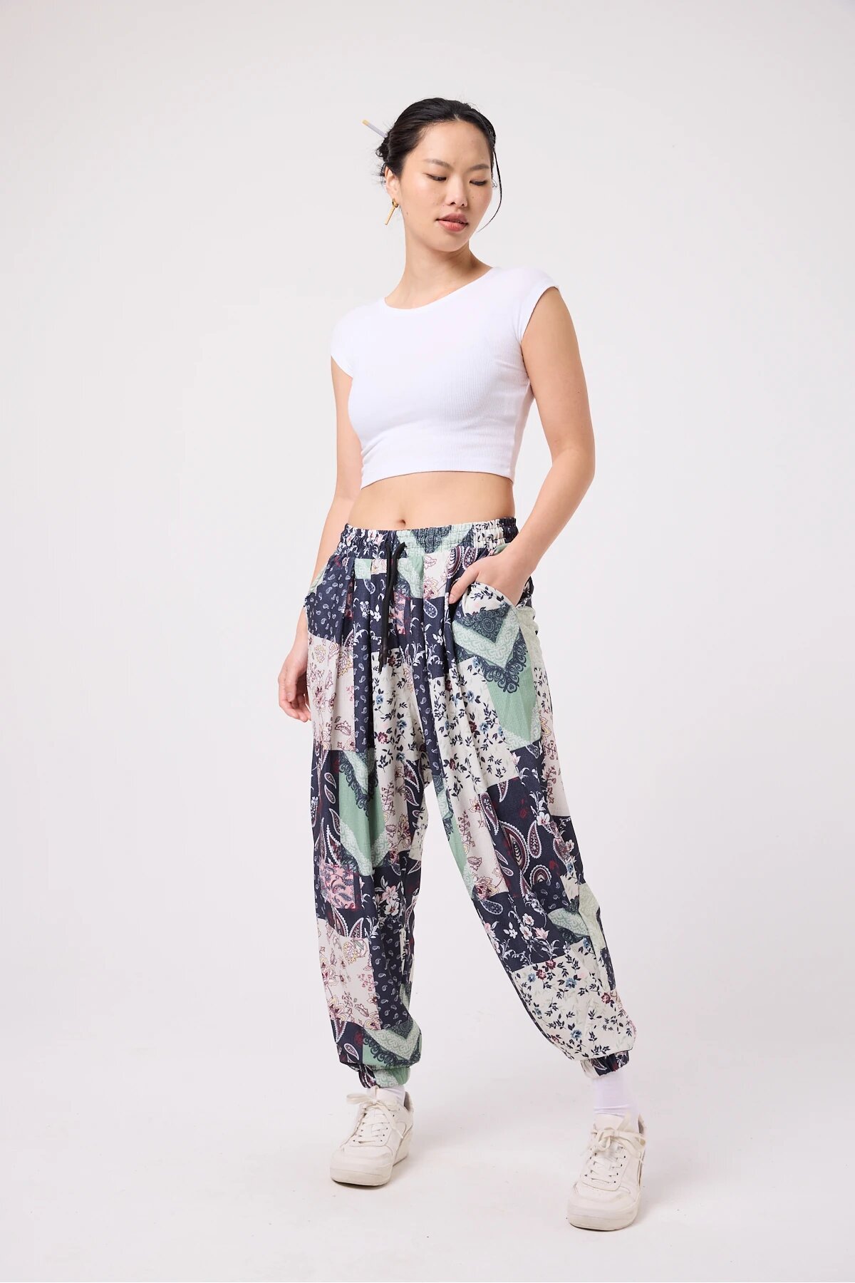 Sporty Shalwar Printed Pants - Navy Blue - MEXICO SUPERBLUE