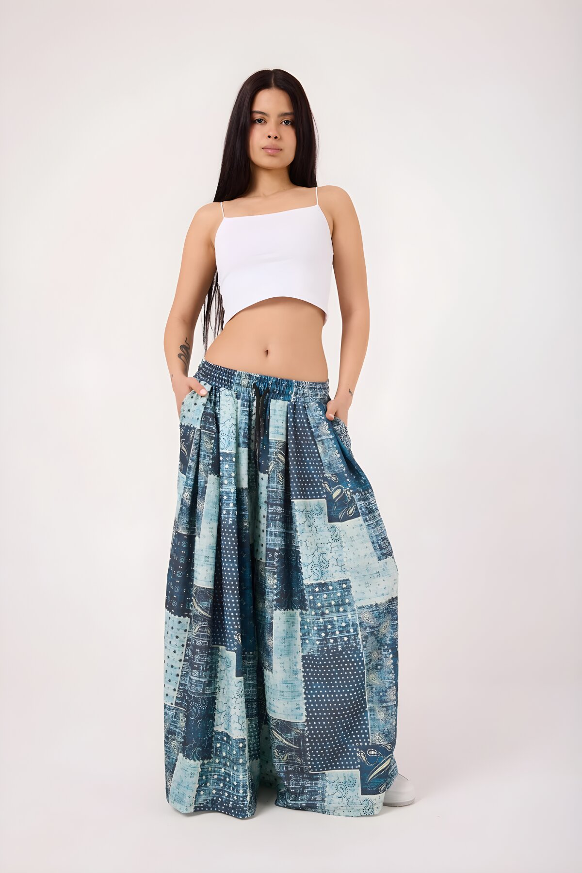 بنطلون رياضي واسع أزرق بستايل الشارع - MEXICO SUPERBLUE