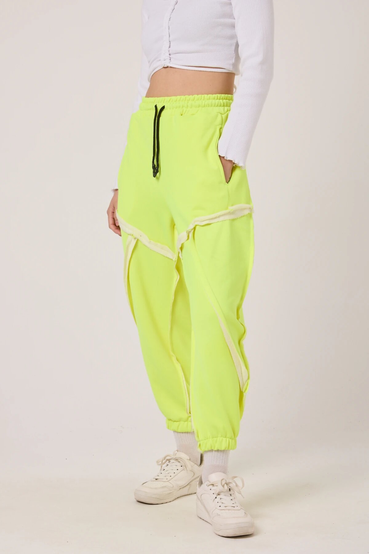 Neon Sarı Baskılı Şalvar Bürümcük Pantolon - MEXICO SUPERBLUE