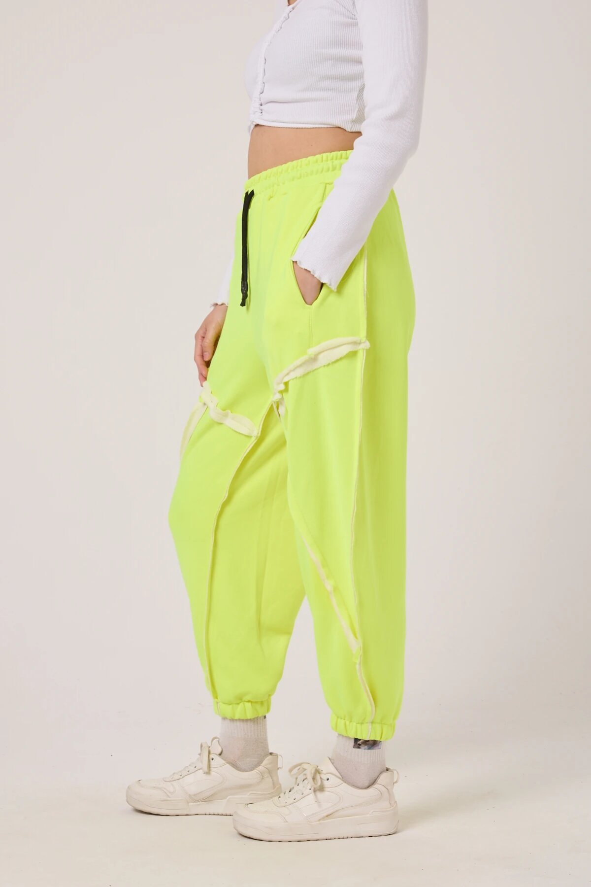 Neon Sarı Baskılı Şalvar Bürümcük Pantolon - MEXICO SUPERBLUE