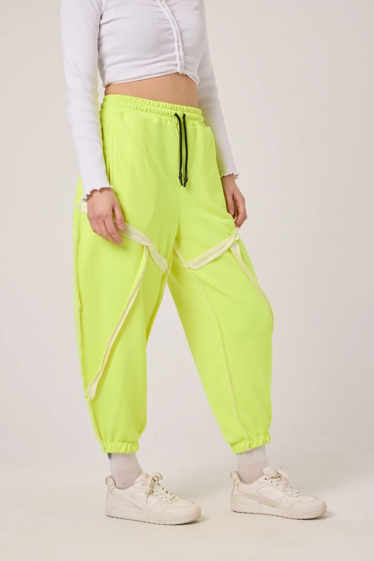 Neon Sarı Baskılı Şalvar Bürümcük Pantolon - MEXICO SUPERBLUE