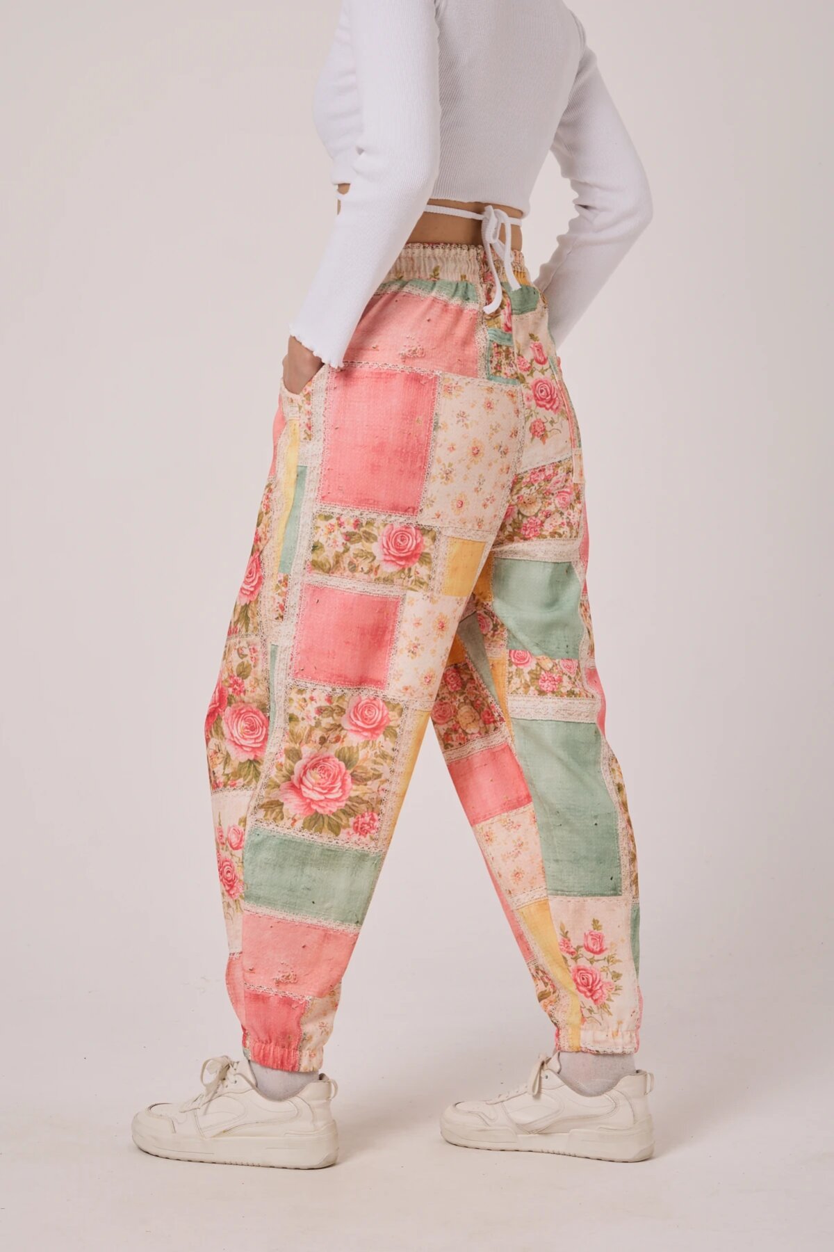 Harem Printed Crinkled Pants - Pink - MEXICO SUPERBLUE