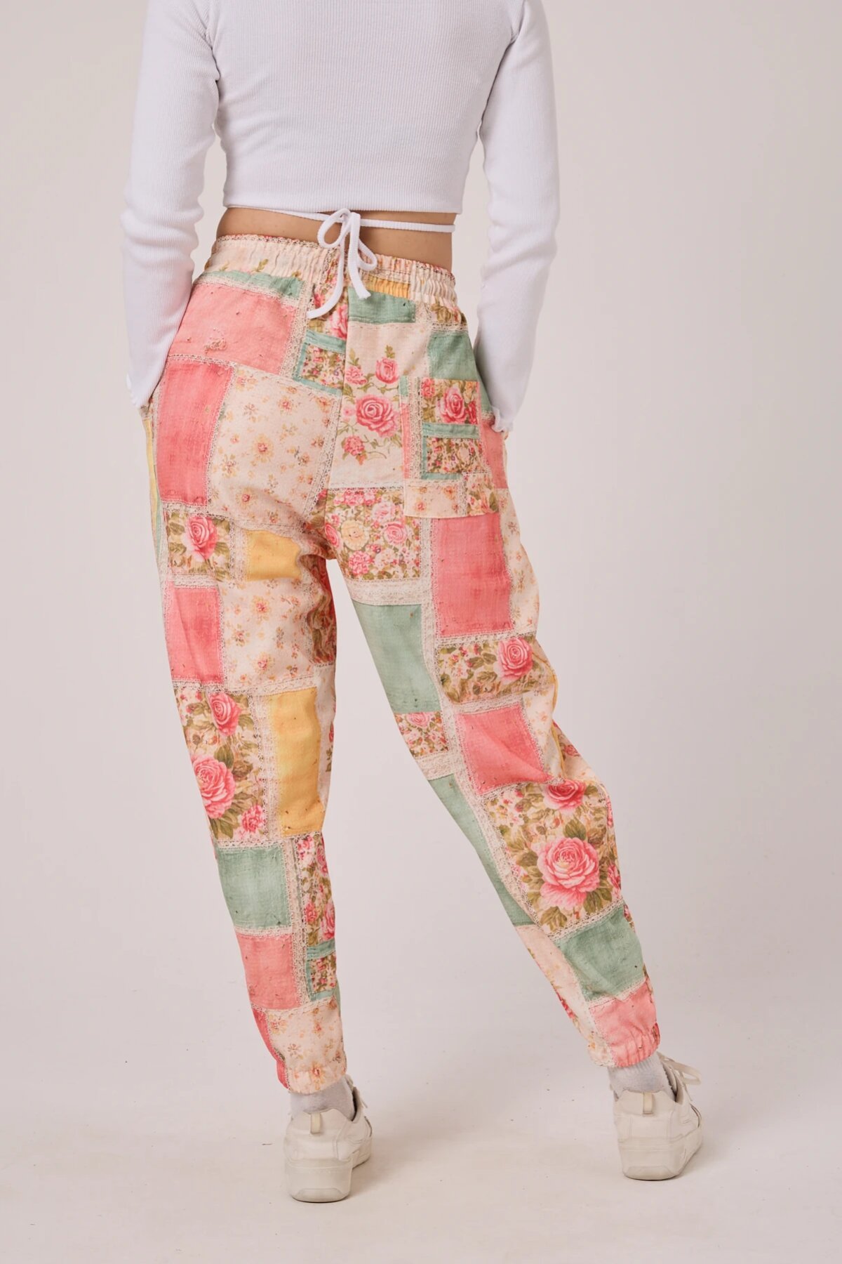 Harem Printed Crinkled Pants - Pink - MEXICO SUPERBLUE