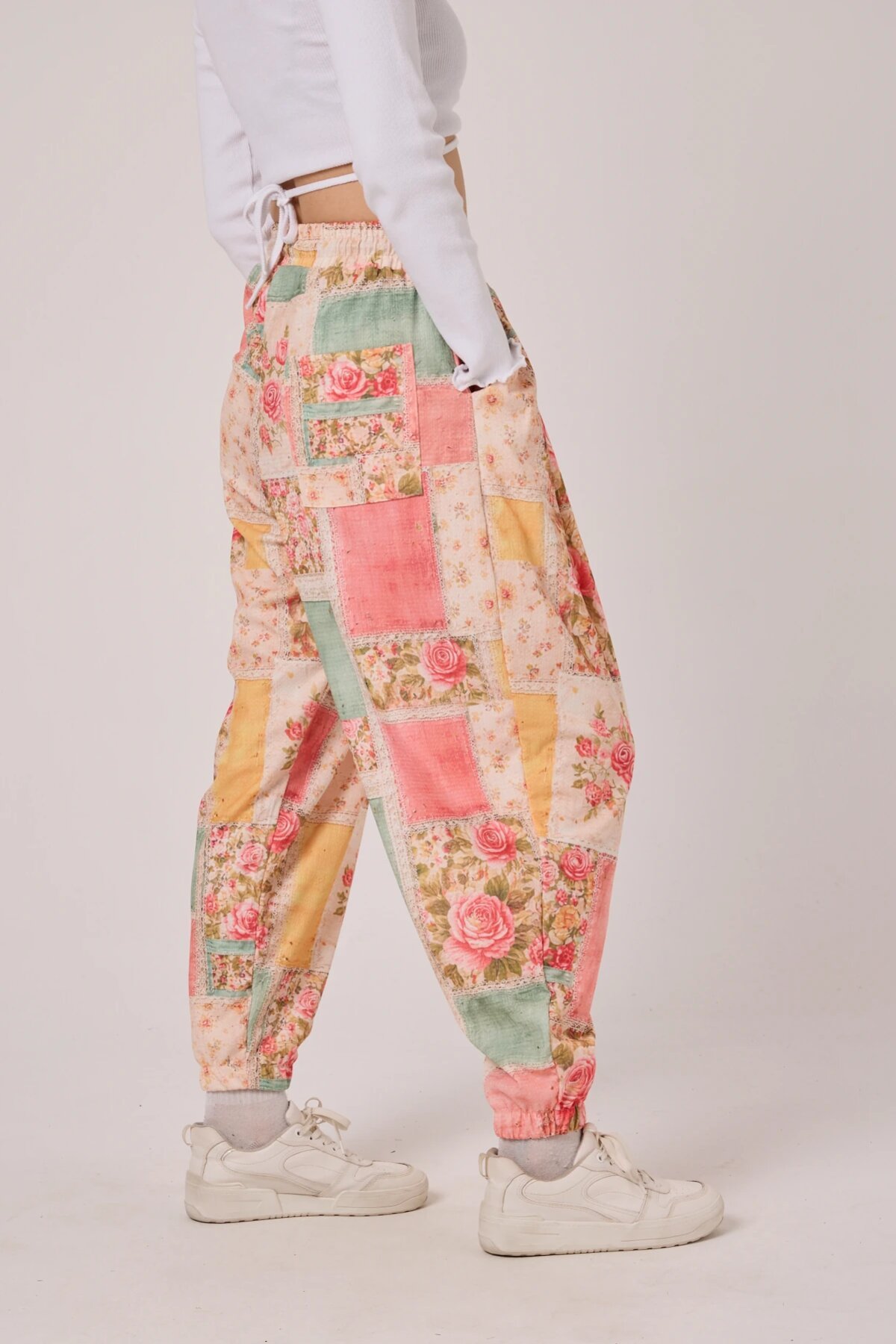Harem Printed Crinkled Pants - Pink - MEXICO SUPERBLUE