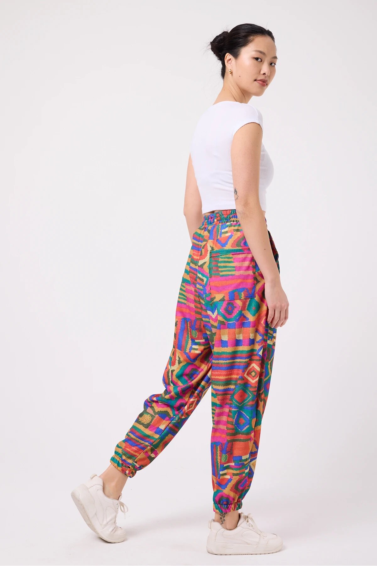 Sporty Harem Printed Crinkled Pants - Pink - MEXICO SUPERBLUE