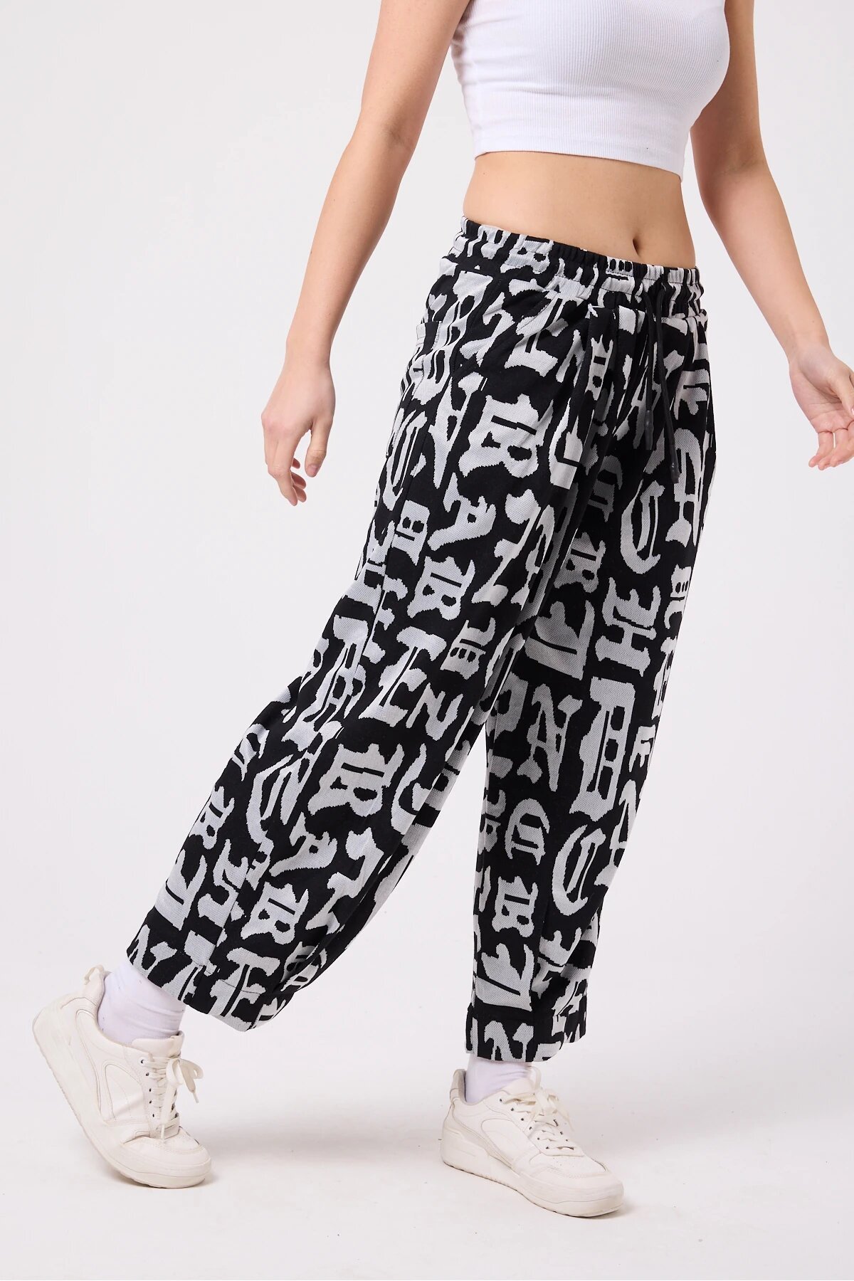 Baggy Street Style Hem-Detail Pants - Multicolor - MEXICO SUPERBLUE