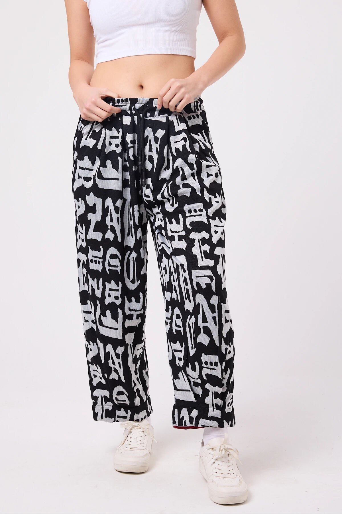 Baggy Street Style Hem-Detail Pants - Multicolor - MEXICO SUPERBLUE