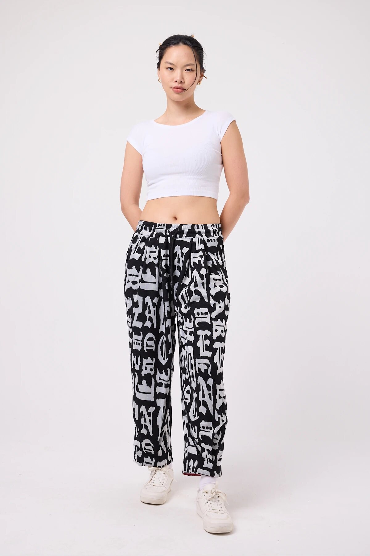 Baggy Street Style Hem-Detail Pants - Multicolor - MEXICO SUPERBLUE