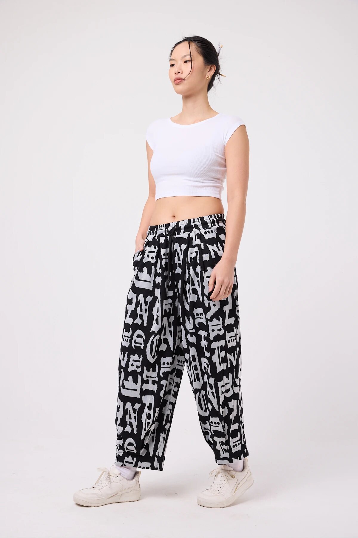 Baggy Street Style Hem-Detail Pants - Multicolor - MEXICO SUPERBLUE