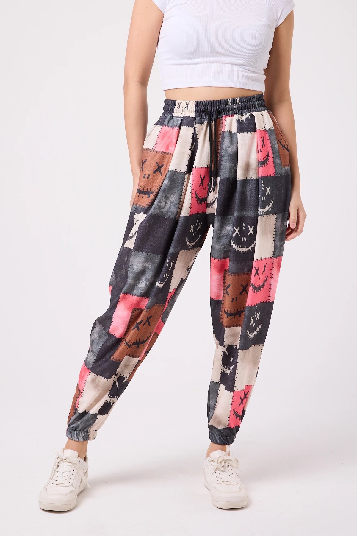 Harem Printed Crinkle Pants - Multi-color - MEXICO SUPERBLUE