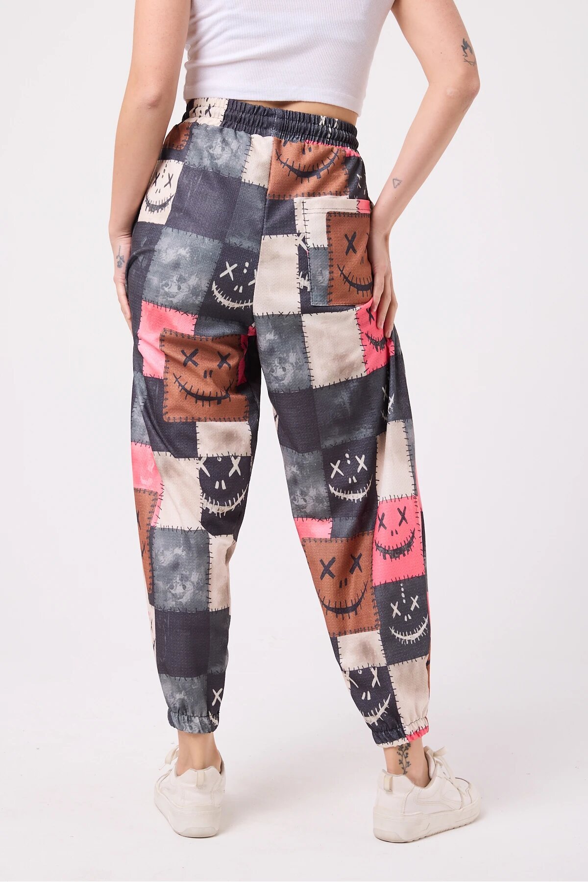 Harem Printed Crinkle Pants - Multi-color - MEXICO SUPERBLUE
