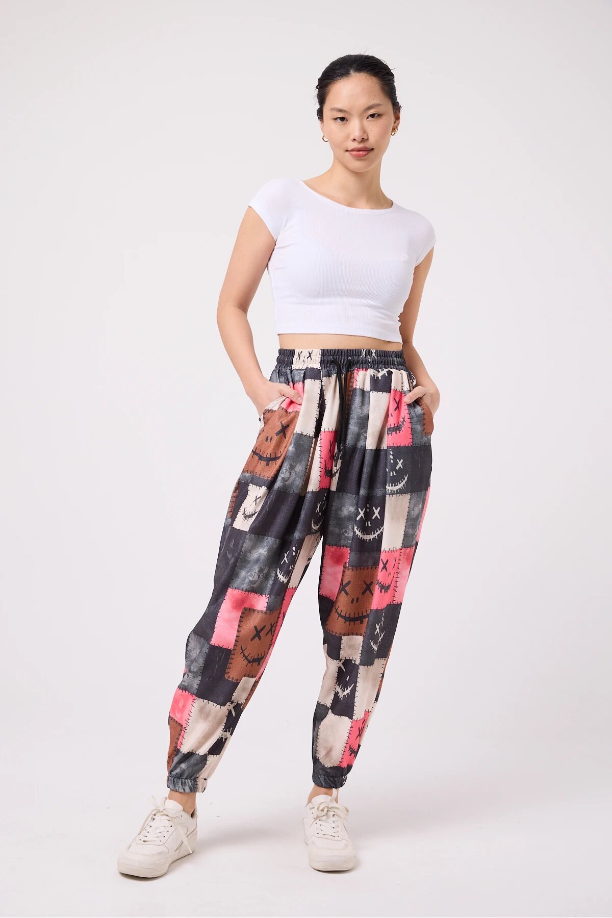 Harem Printed Crinkle Pants - Multi-color - MEXICO SUPERBLUE