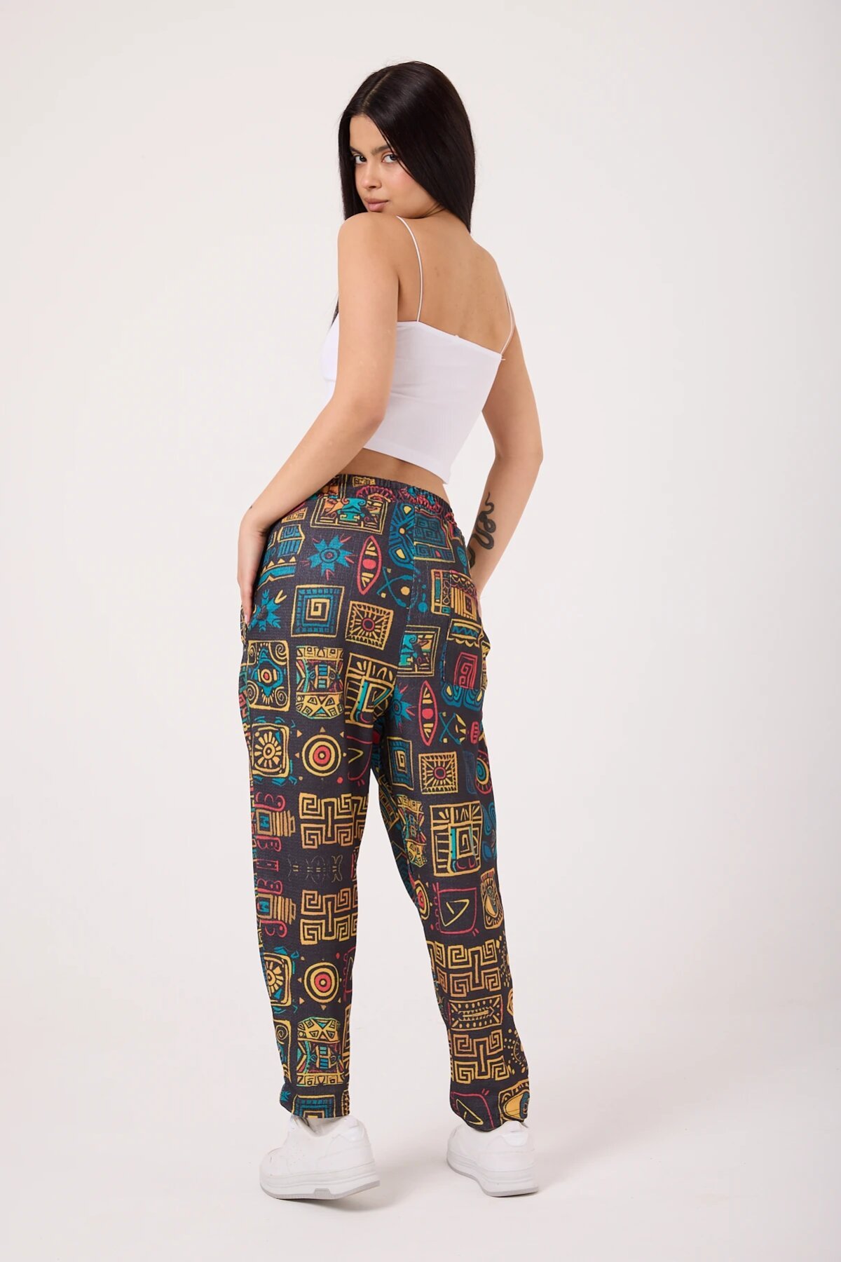 Street Style Baggy Printed Pants - Yellow - MEXICO SUPERBLUE