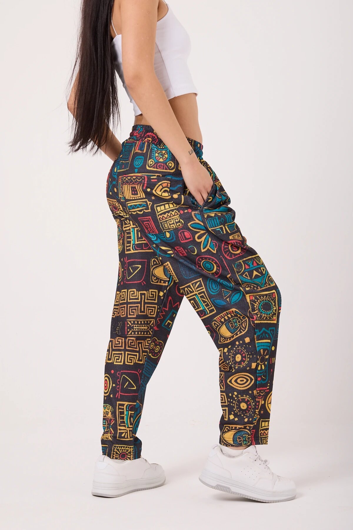 Street Style Baggy Printed Pants - Yellow - MEXICO SUPERBLUE