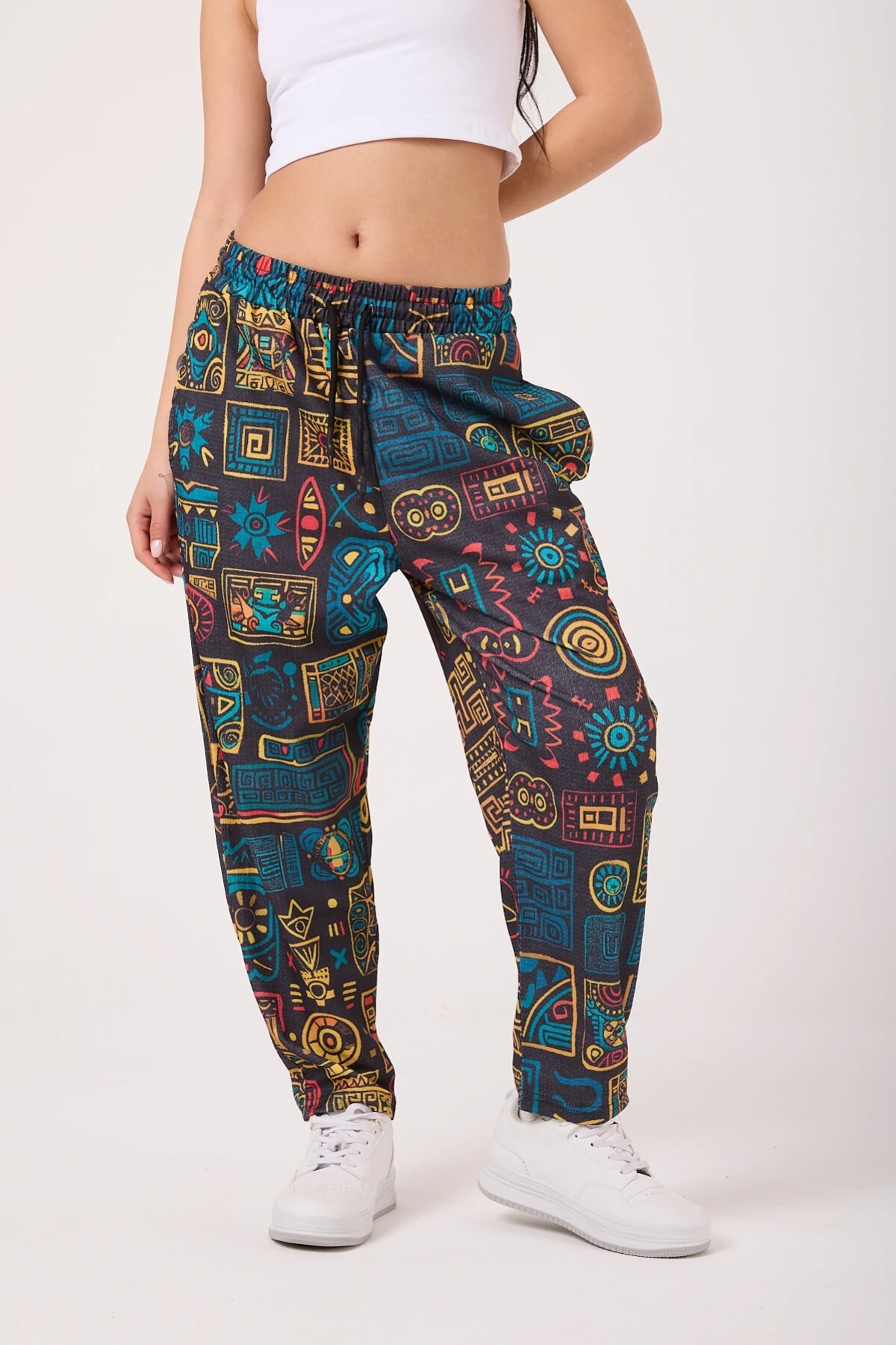 Street Style Baggy Printed Pants - Yellow - MEXICO SUPERBLUE