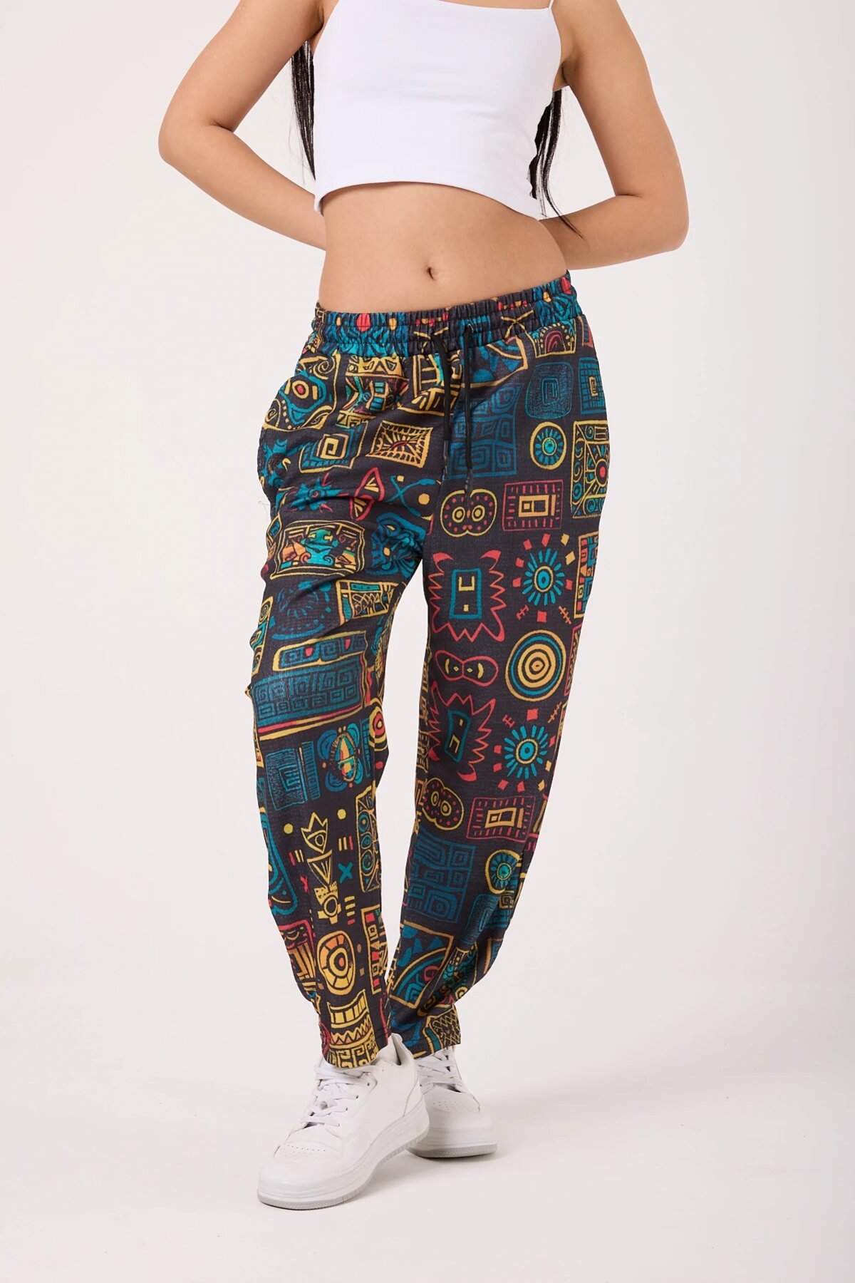 Street Style Baggy Printed Pants - Yellow - MEXICO SUPERBLUE