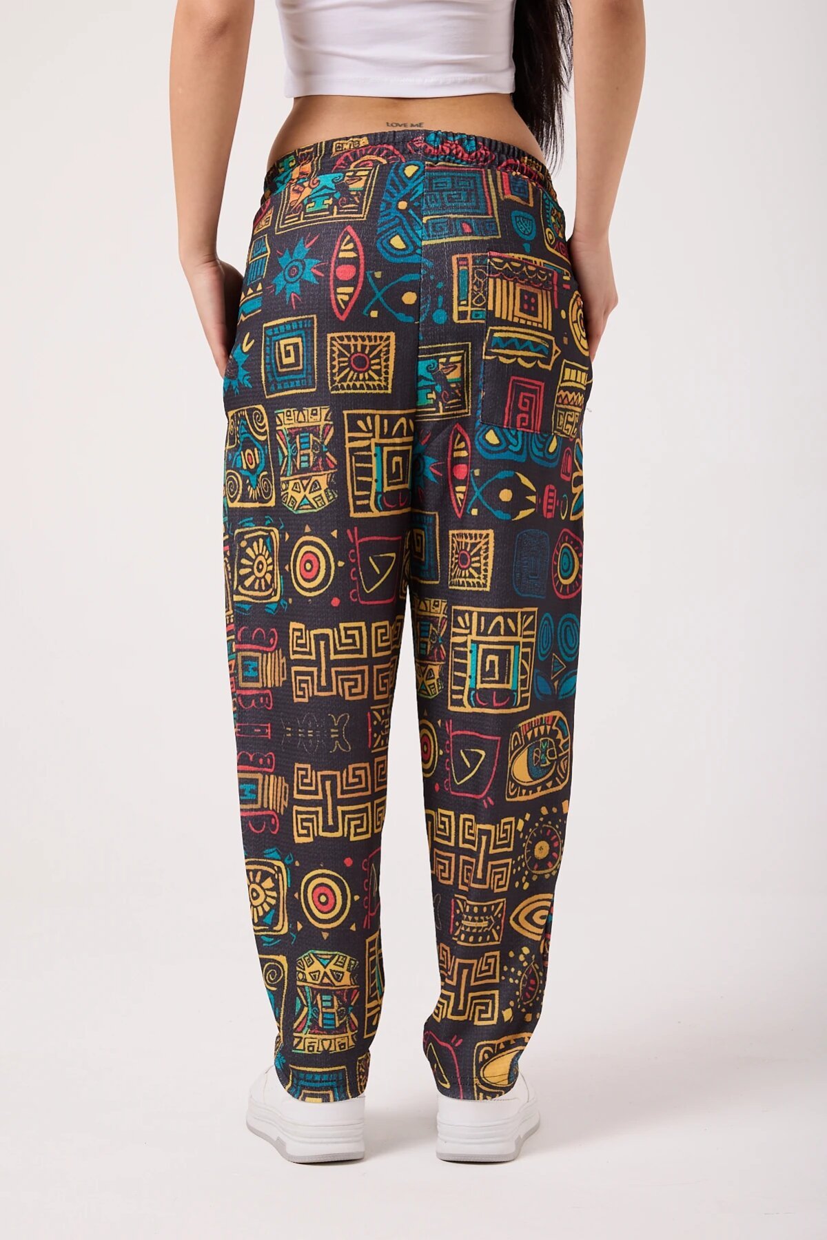 Street Style Baggy Printed Pants - Yellow - MEXICO SUPERBLUE