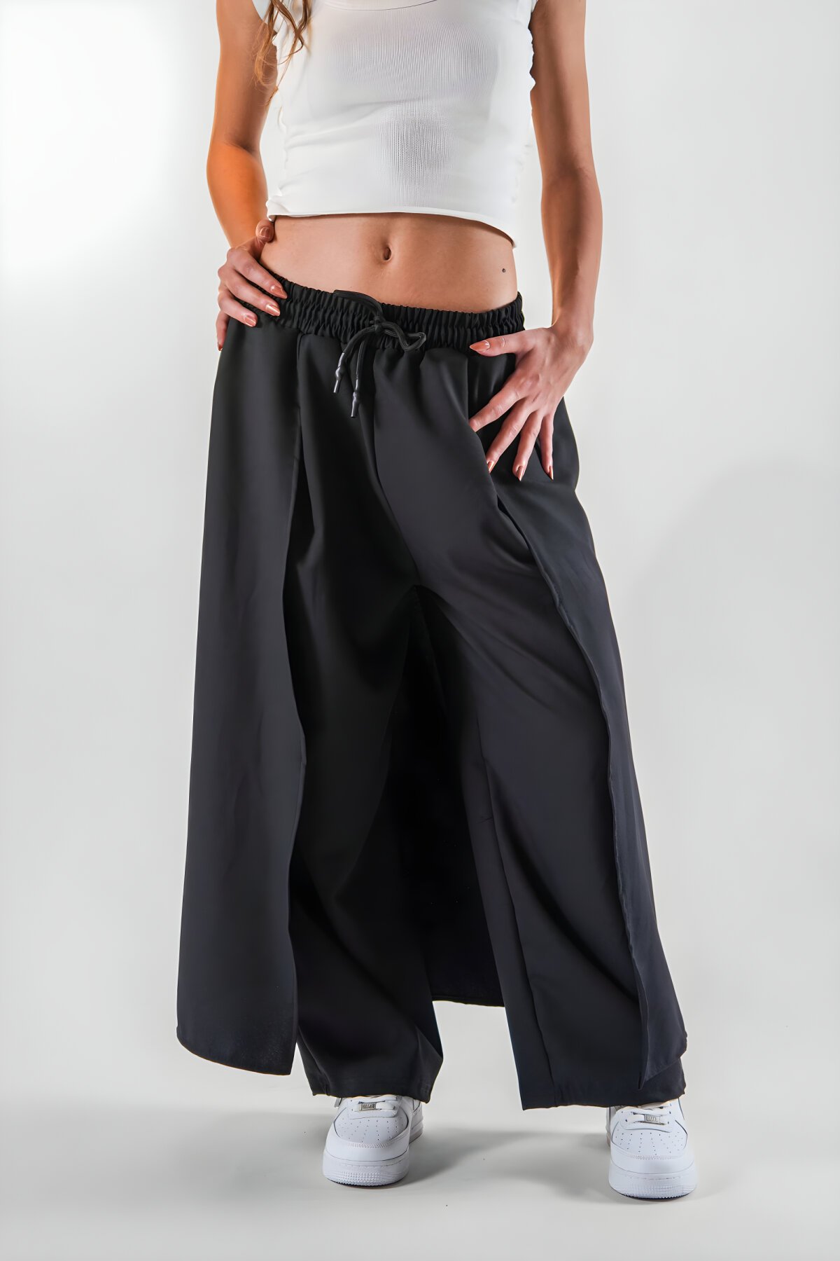 بنطلون واسع ساموراي أسود بستايل تنورة - MEXICO SUPERBLUE