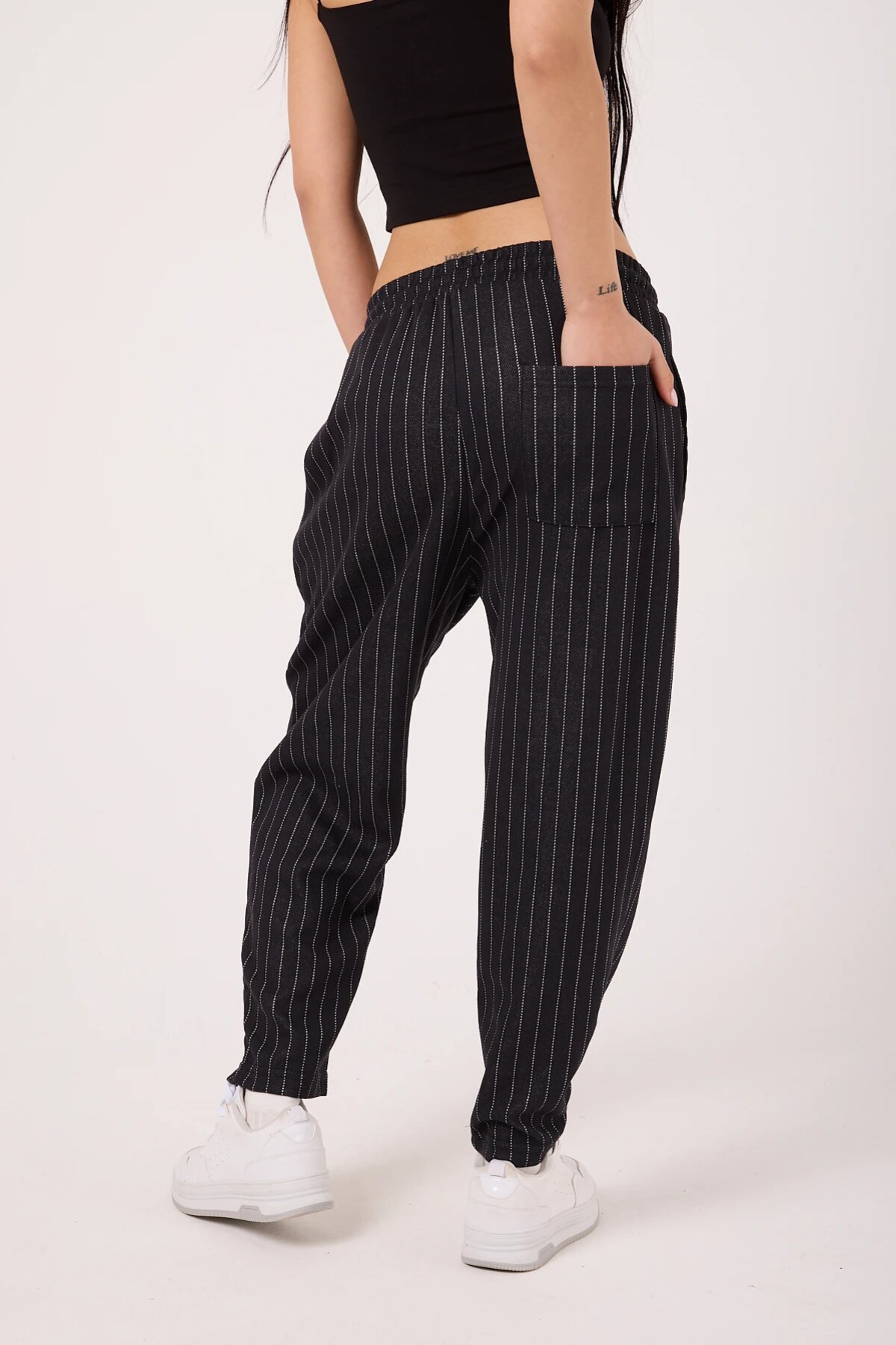 Baggy Street Style Sporty Printed Pants - Black - MEXICO SUPERBLUE