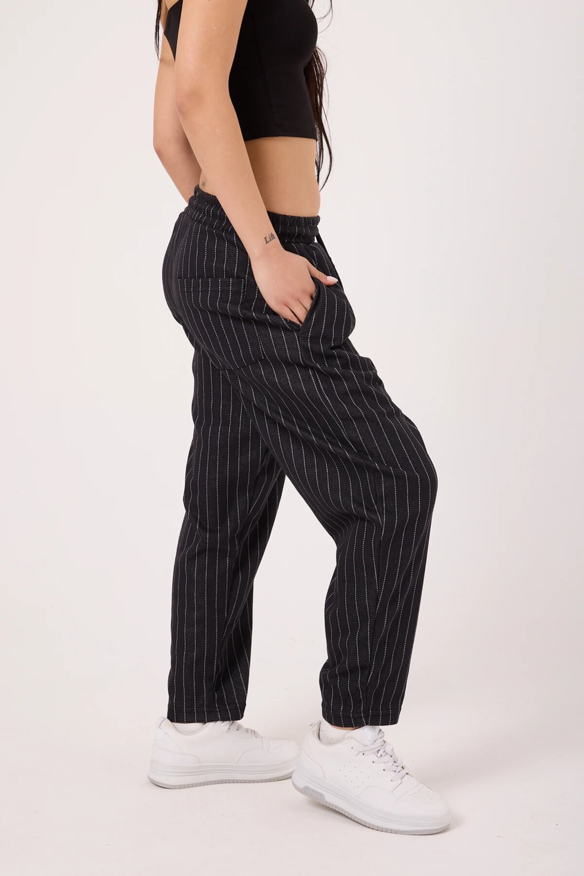 Baggy Street Style Sporty Printed Pants - Black - MEXICO SUPERBLUE