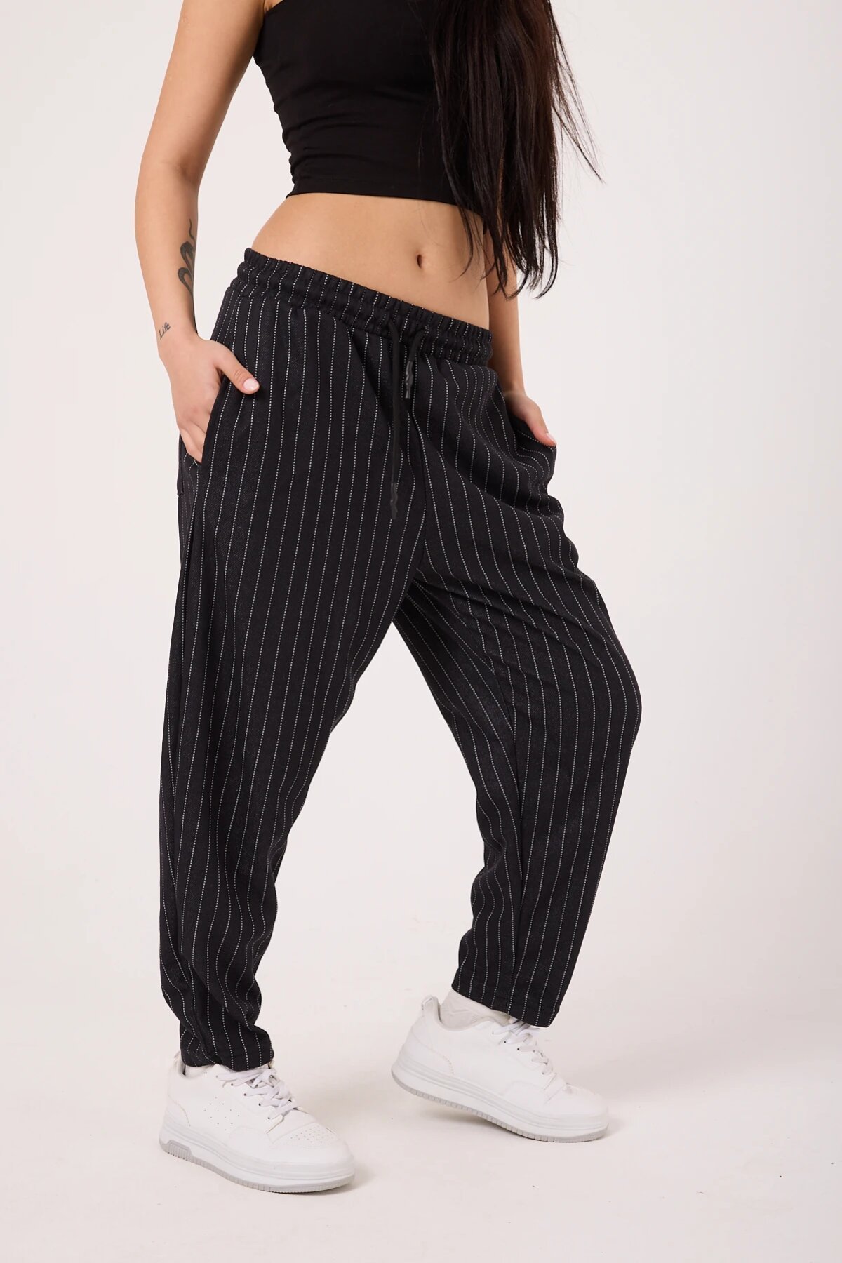 Baggy Street Style Sporty Printed Pants - Black - MEXICO SUPERBLUE