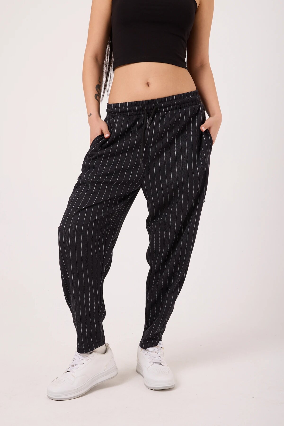Baggy Street Style Sporty Printed Pants - Black - MEXICO SUPERBLUE