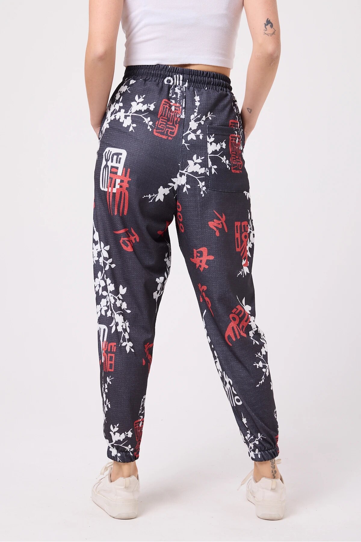 Sporty Shalwar Printed Crinkled Pants - Black - MEXICO SUPERBLUE