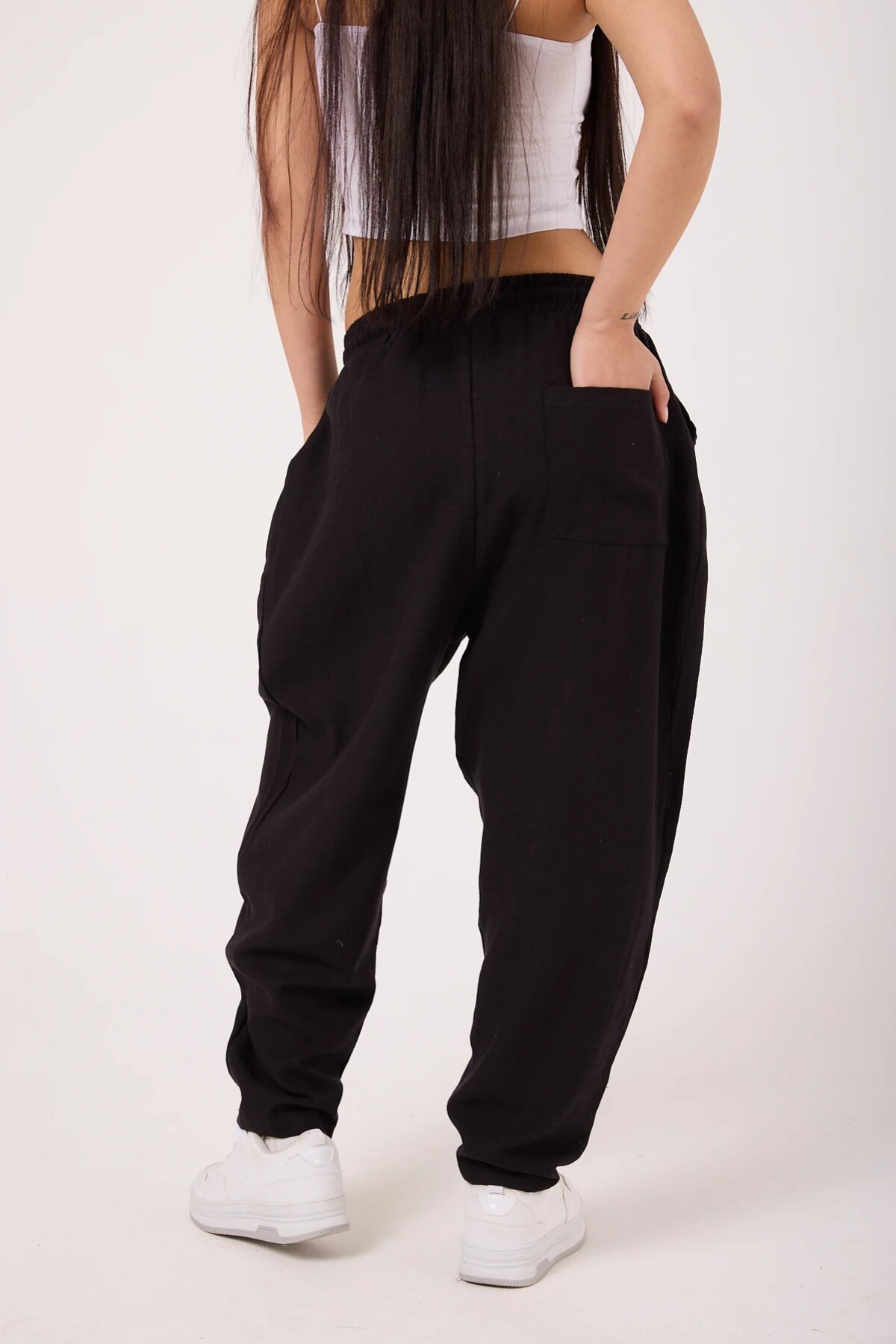 Sporty Harem Printed Pants - Black - MEXICO SUPERBLUE