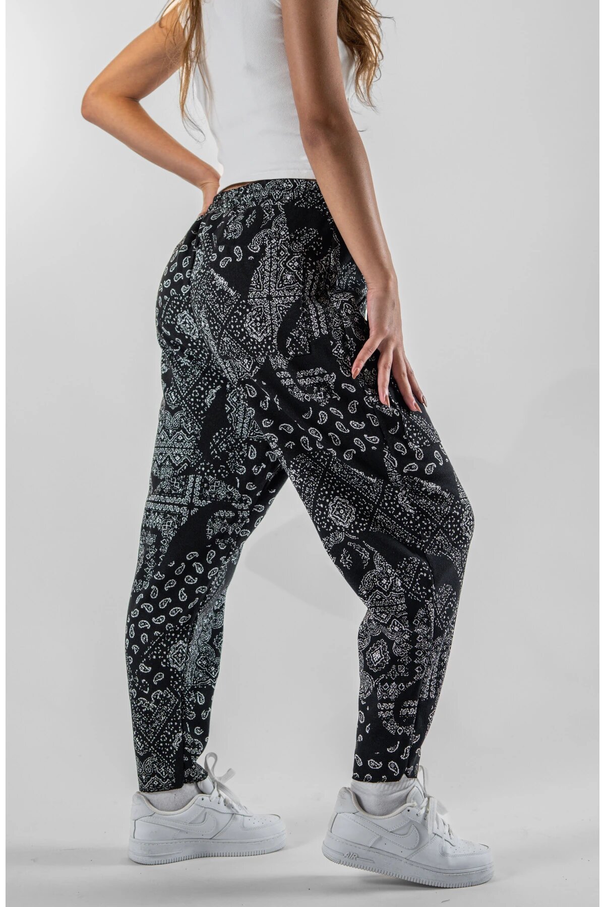 Baguette Patterned Jacquard Large Pocket Pants - Black - MEXICO SUPERBLUE