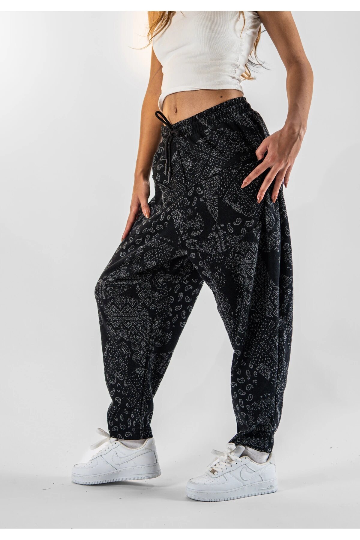 Patterned Jacquard Front Pocket Pants - Black - MEXICO SUPERBLUE