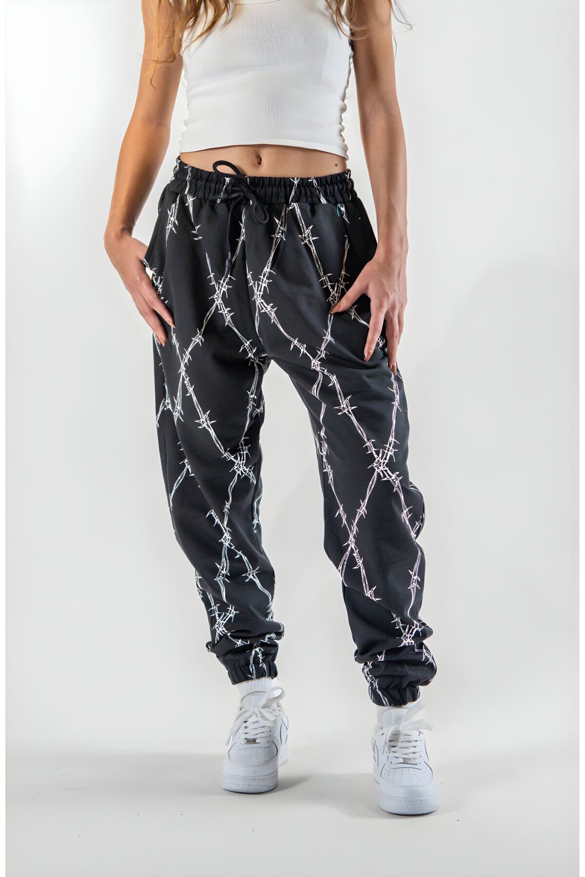 بنطلون جوغر أسود بطبعة رقمية بحواف مطاطية - MEXICO SUPERBLUE