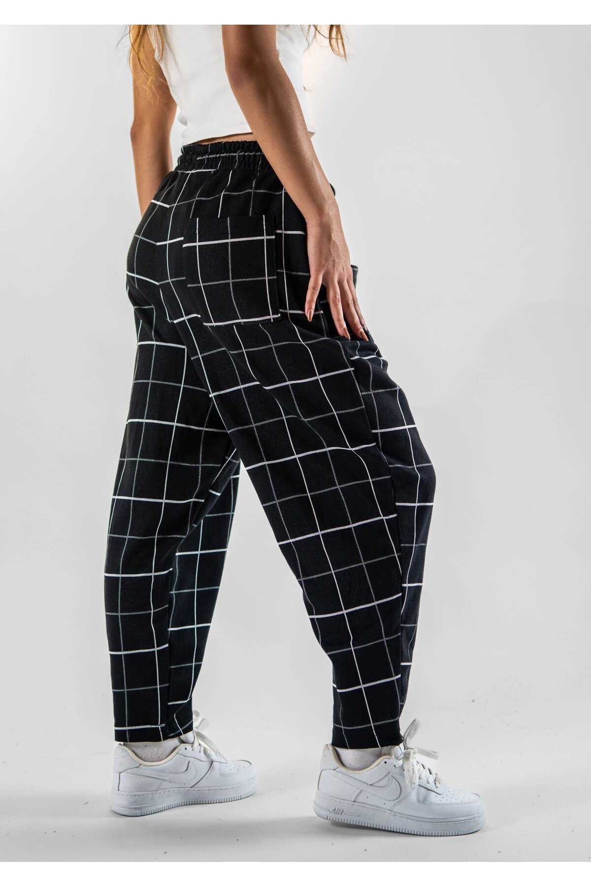 Plaid Jacquard Front-Pocket Pants - Black - MEXICO SUPERBLUE