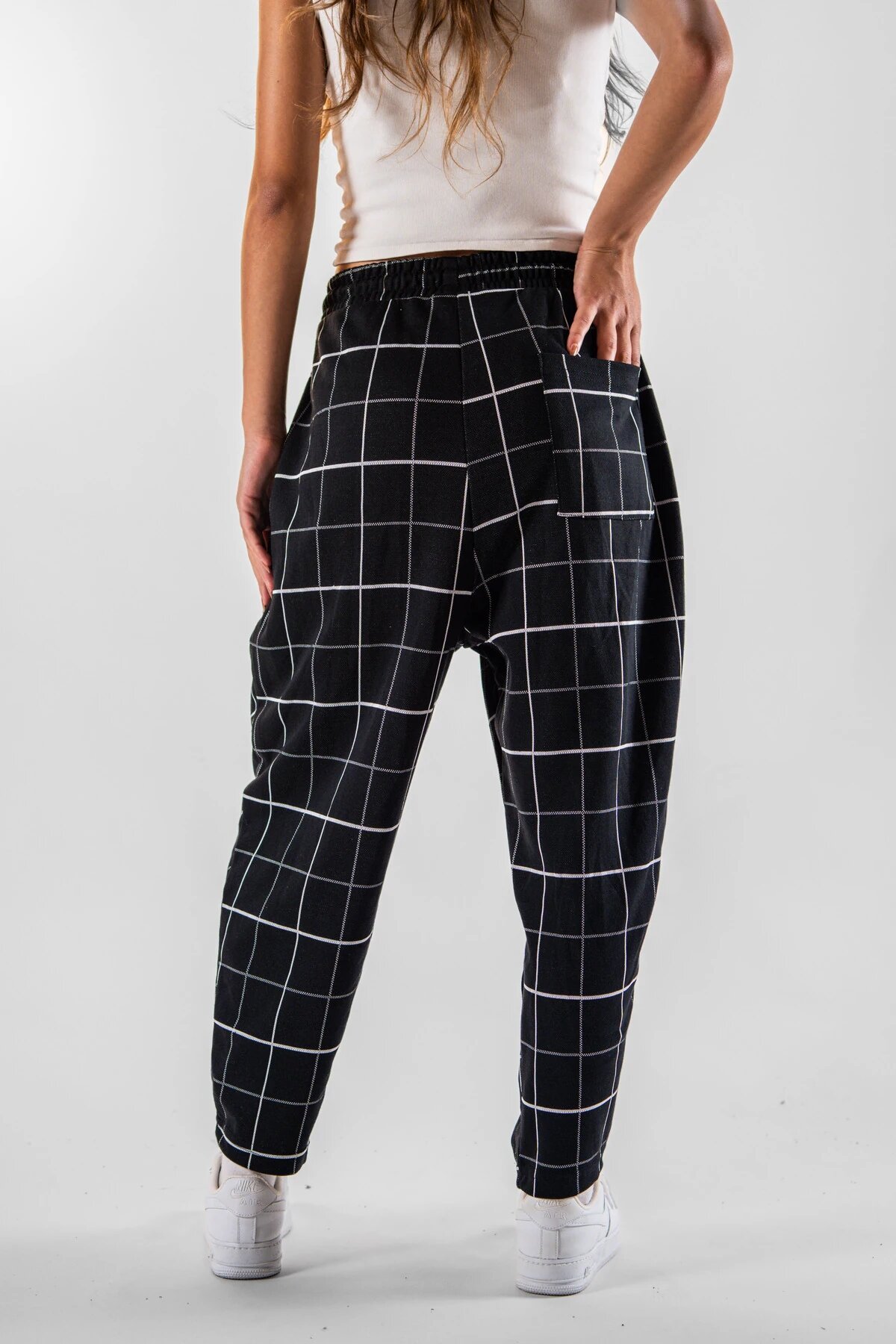 Plaid Jacquard Front-Pocket Pants - Black - MEXICO SUPERBLUE