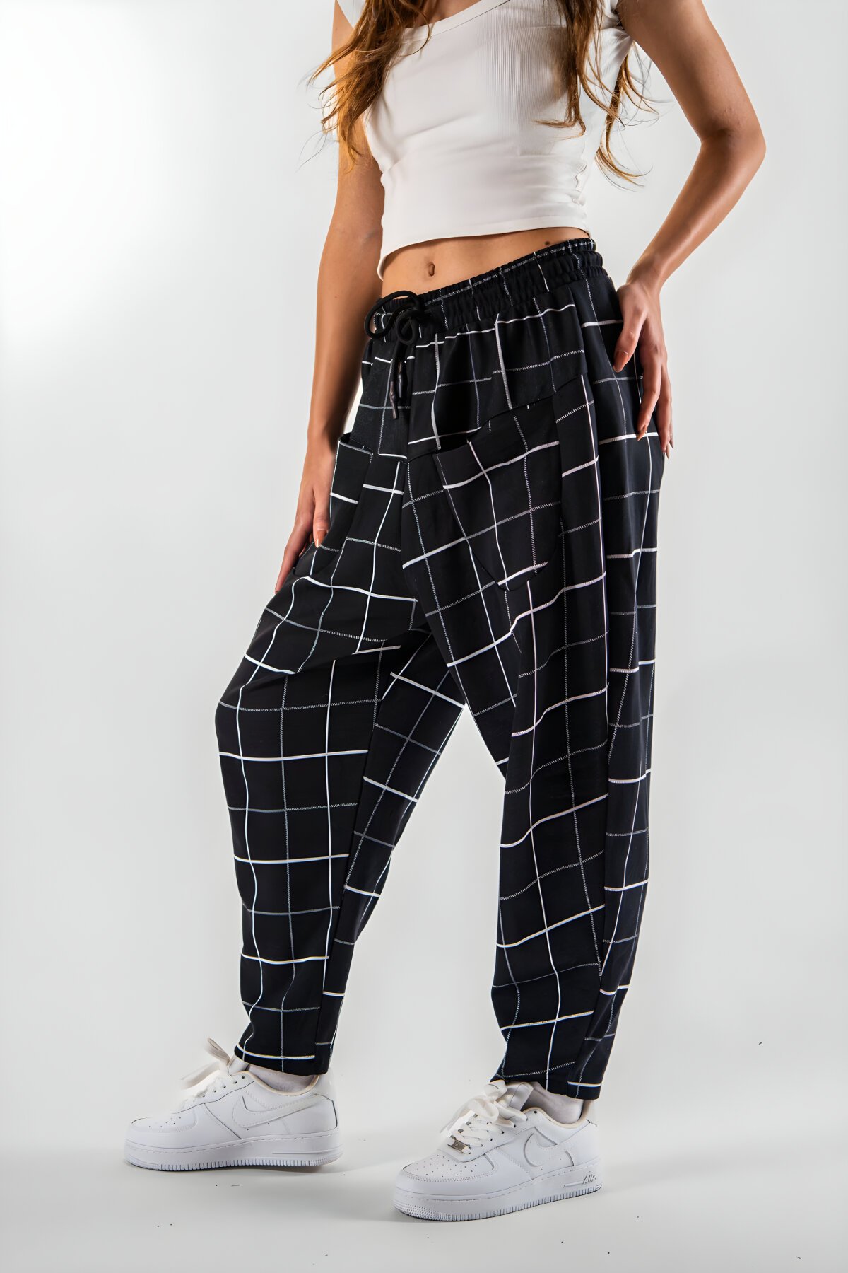 بنطلون أسود كاروهات جاكار بجيوب أمامية - MEXICO SUPERBLUE