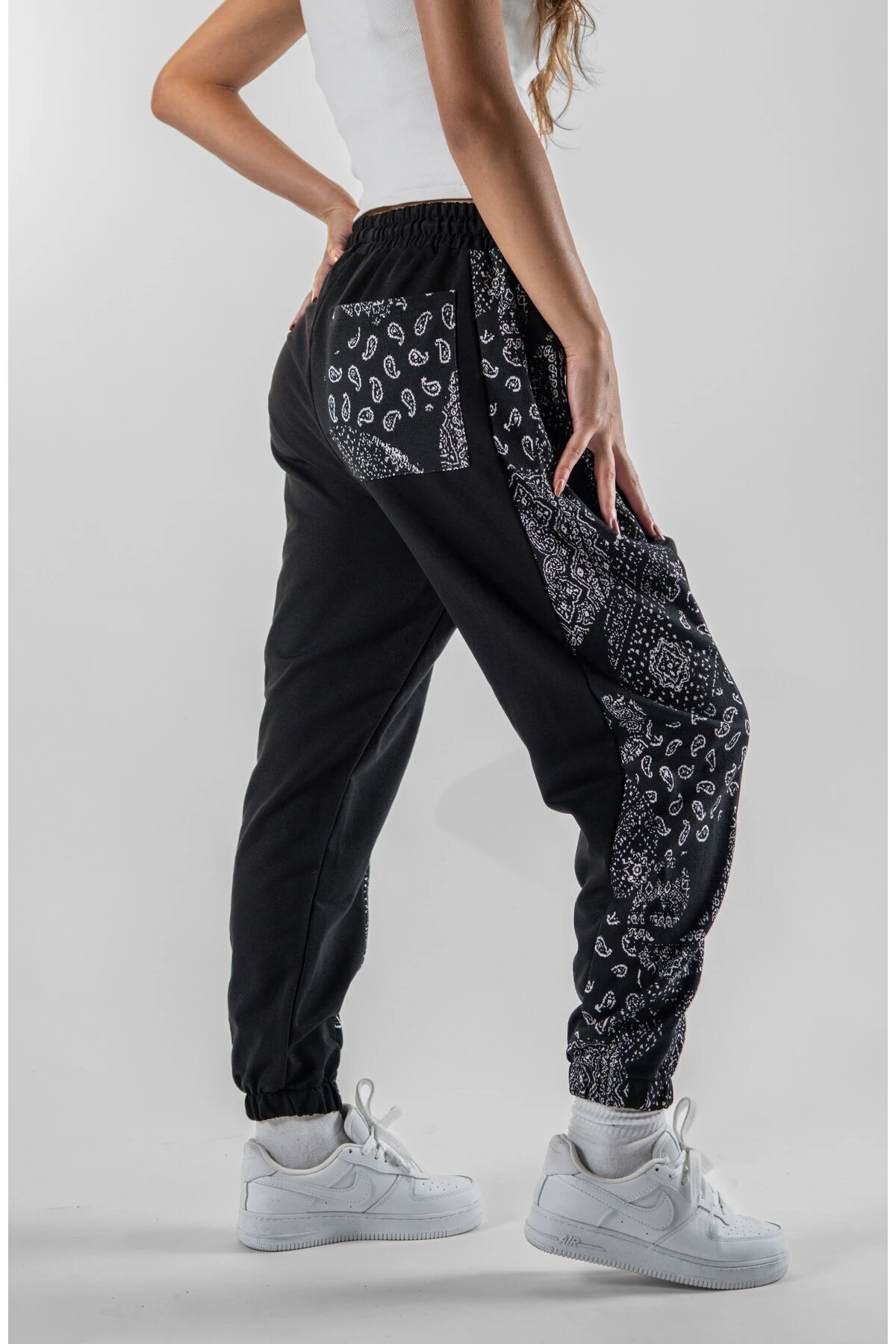 Jogger Jacquard Elastic Hem Pants - Black - MEXICO SUPERBLUE
