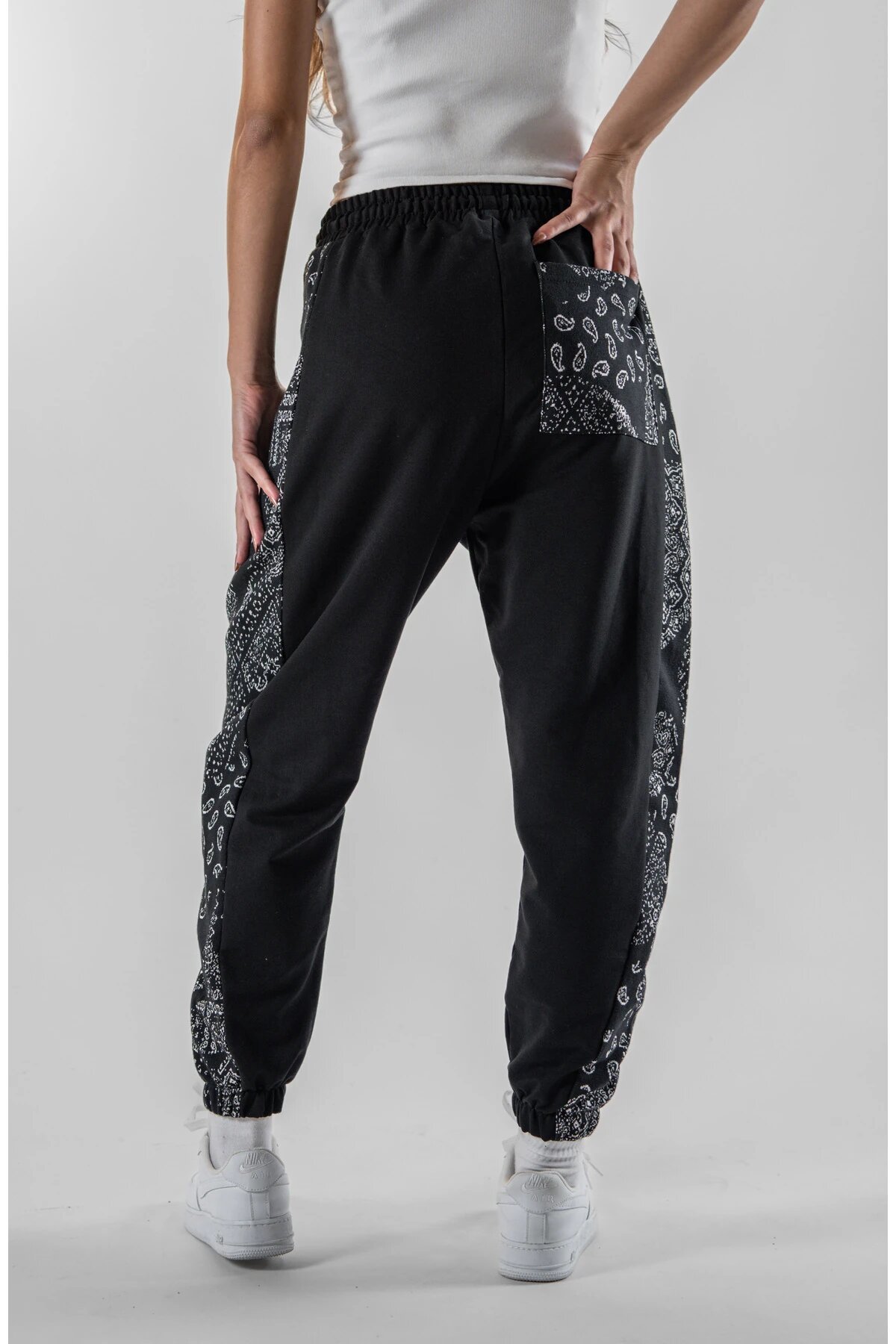 Jogger Jacquard Elastic Hem Pants - Black - MEXICO SUPERBLUE