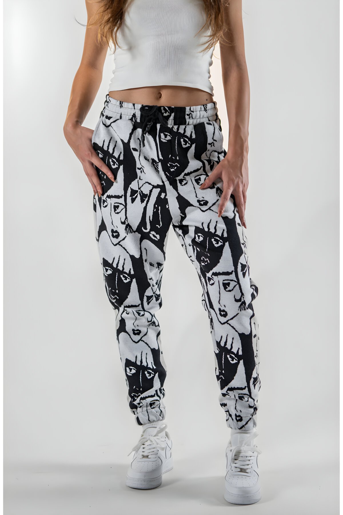 بنطلون جوجر أسود بنقشة جاكار وأساور مطاطية - MEXICO SUPERBLUE