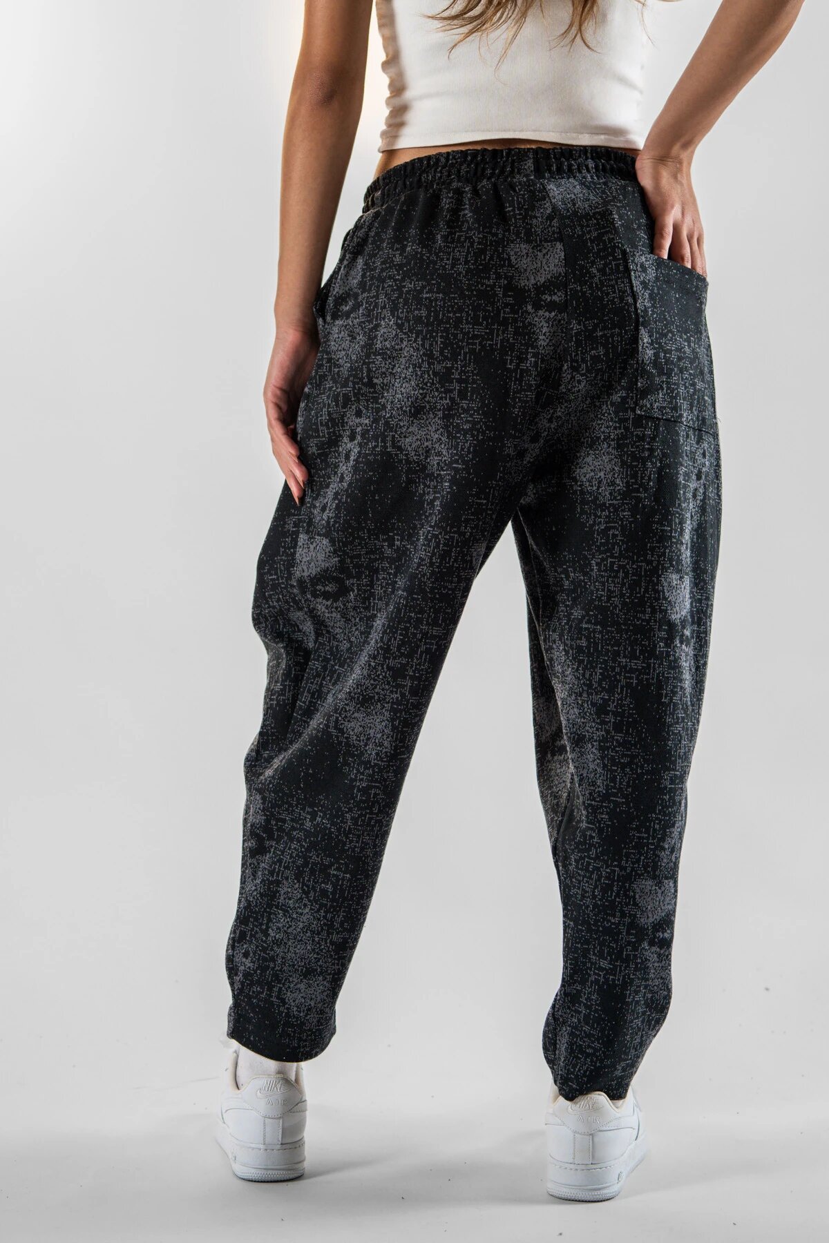 Harem Jacquard Pants - Black - MEXICO SUPERBLUE