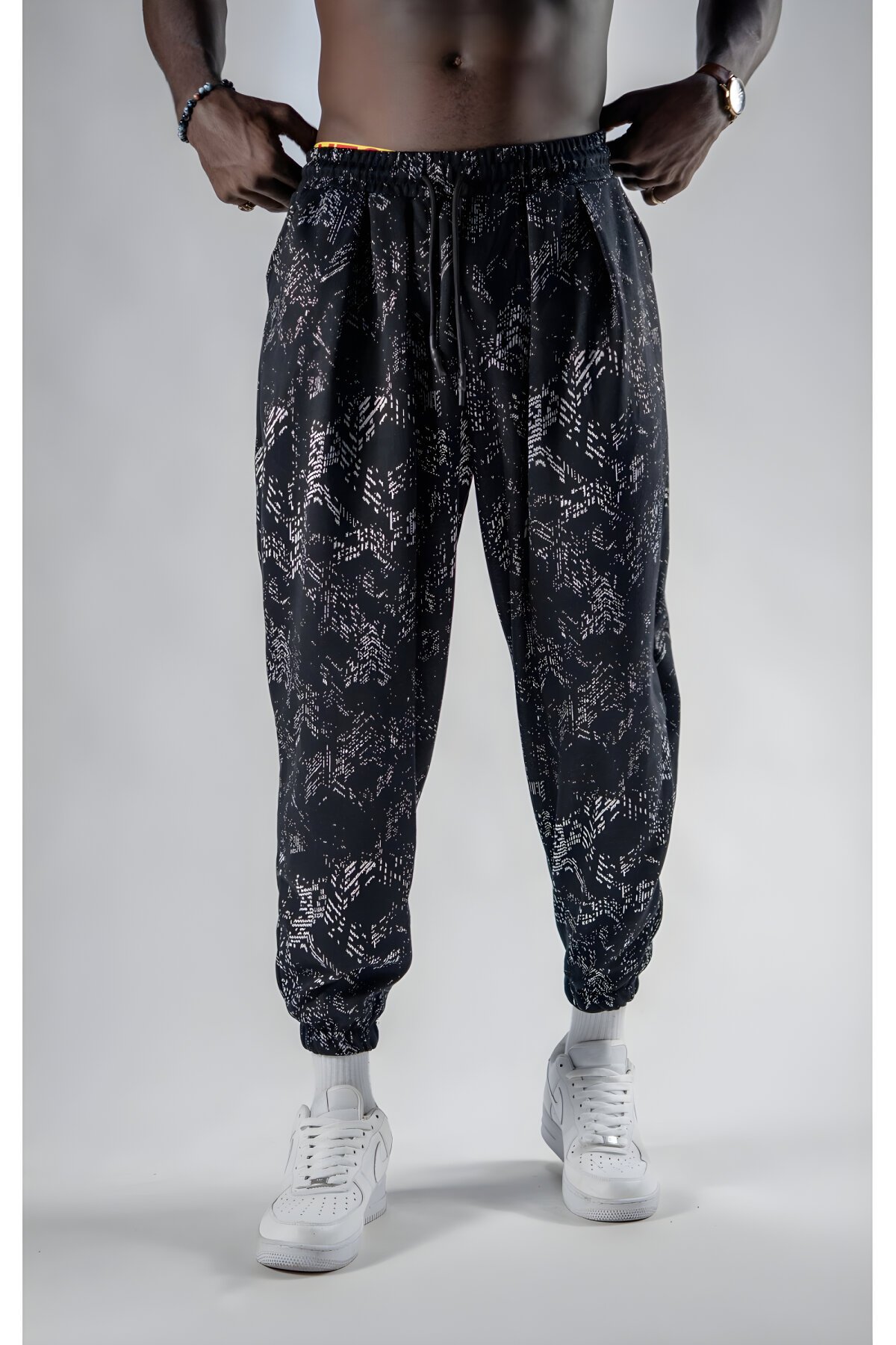 Unisex Jogger Jacquard Patterned Pants - Black - MEXICO SUPERBLUE