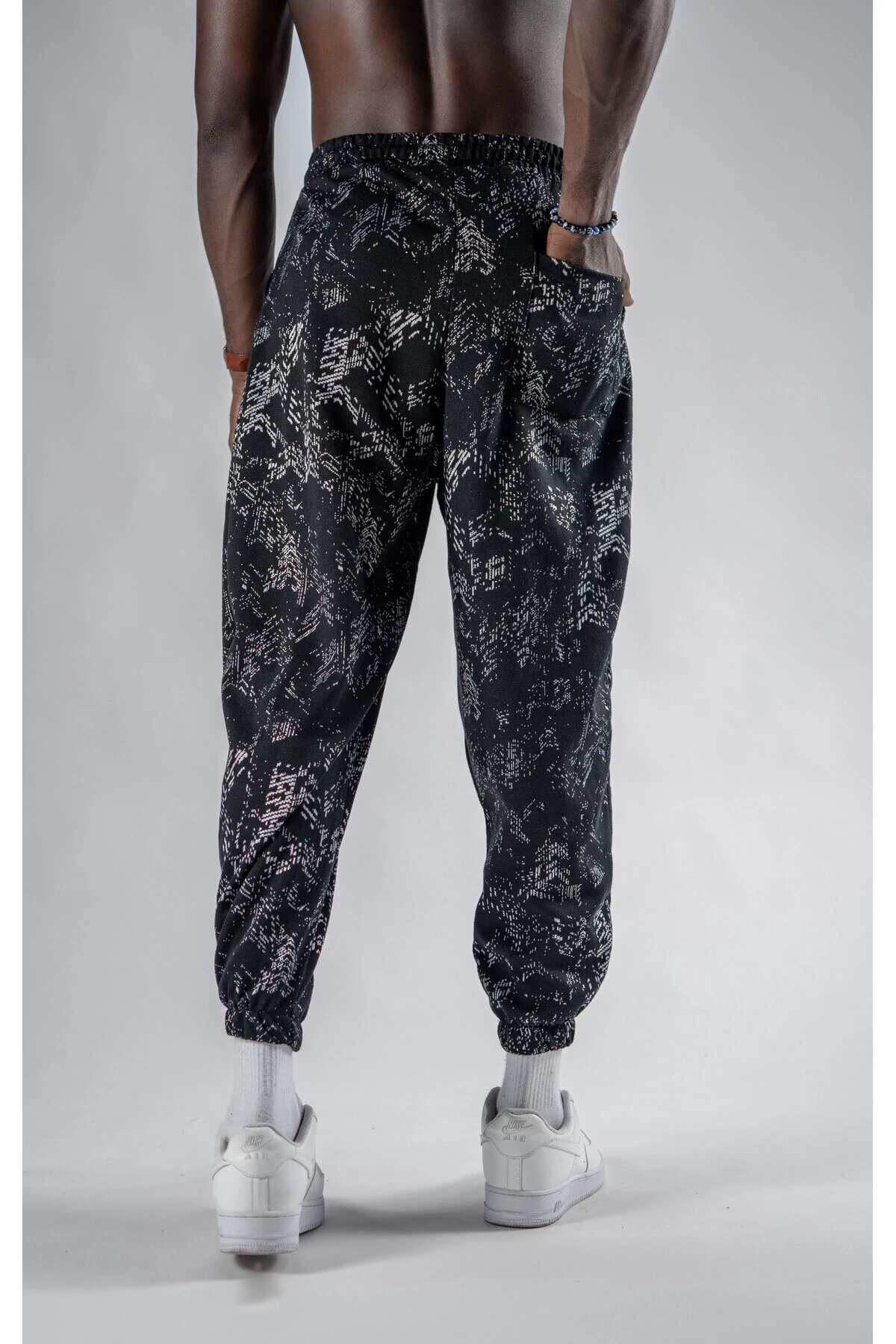 Unisex Jogger Jacquard Patterned Pants - Black - MEXICO SUPERBLUE