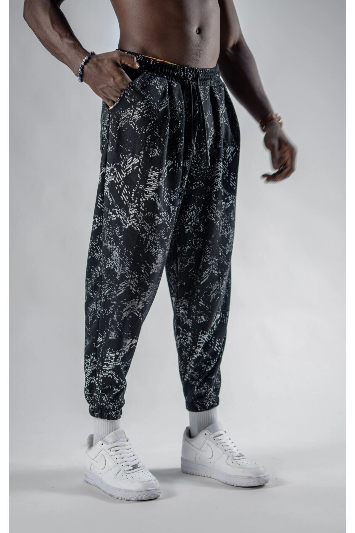Unisex Jogger Jacquard Patterned Pants - Black - MEXICO SUPERBLUE