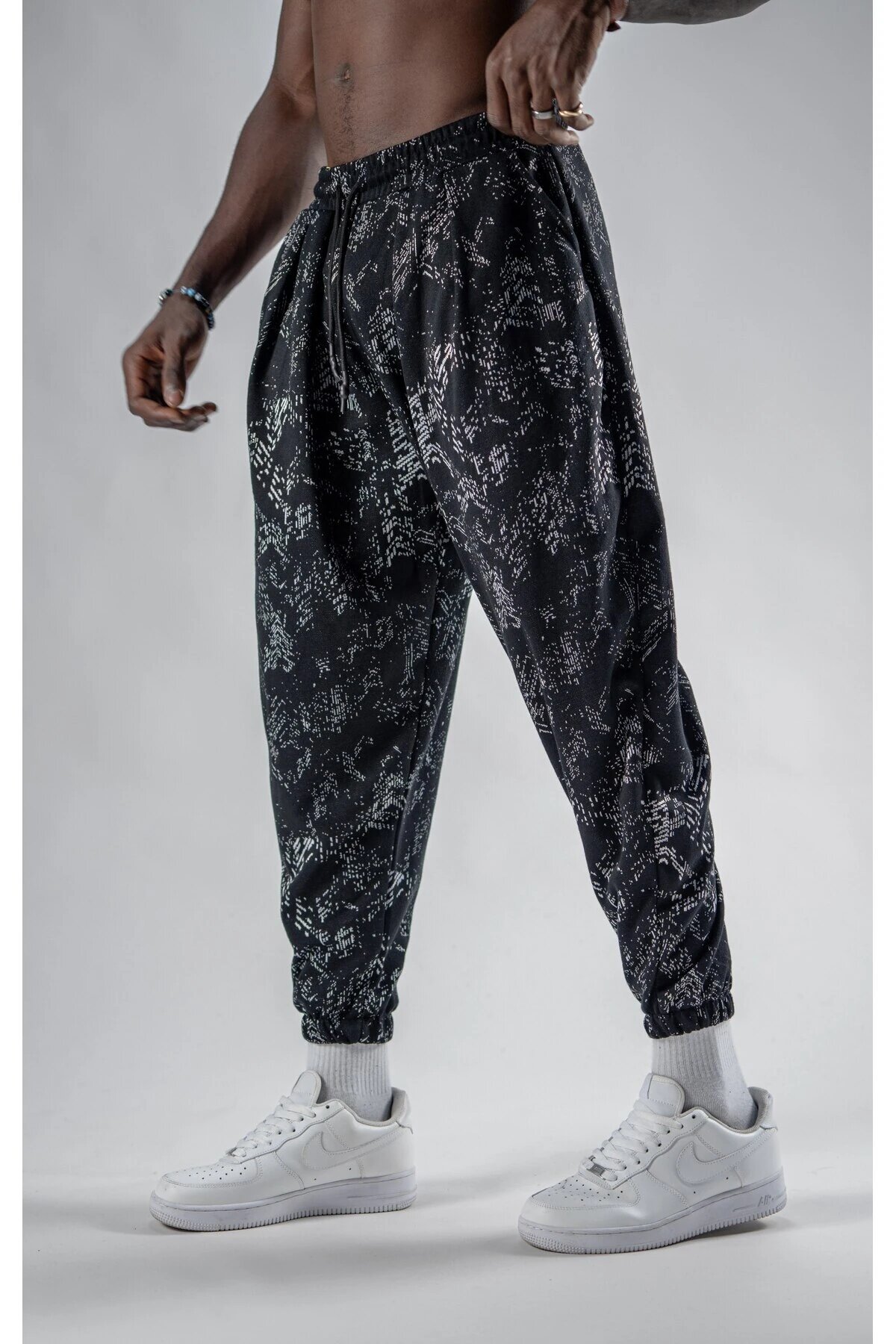 Unisex Jogger Jacquard Patterned Pants - Black - MEXICO SUPERBLUE