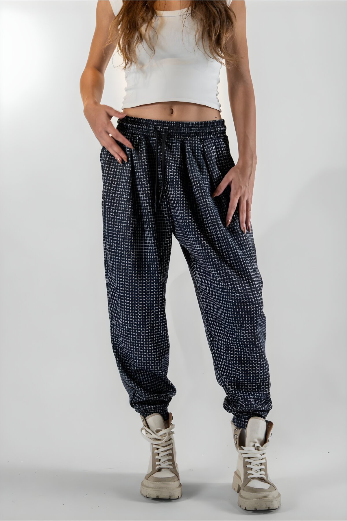 بنطلون شروال أسود جاكار بكسرات - MEXICO SUPERBLUE